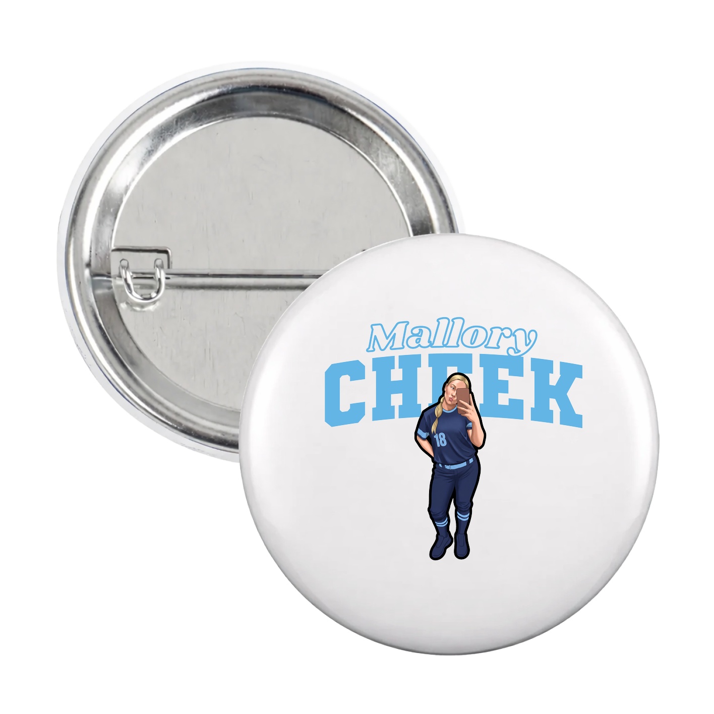 Game Day Button — Name Arch in White