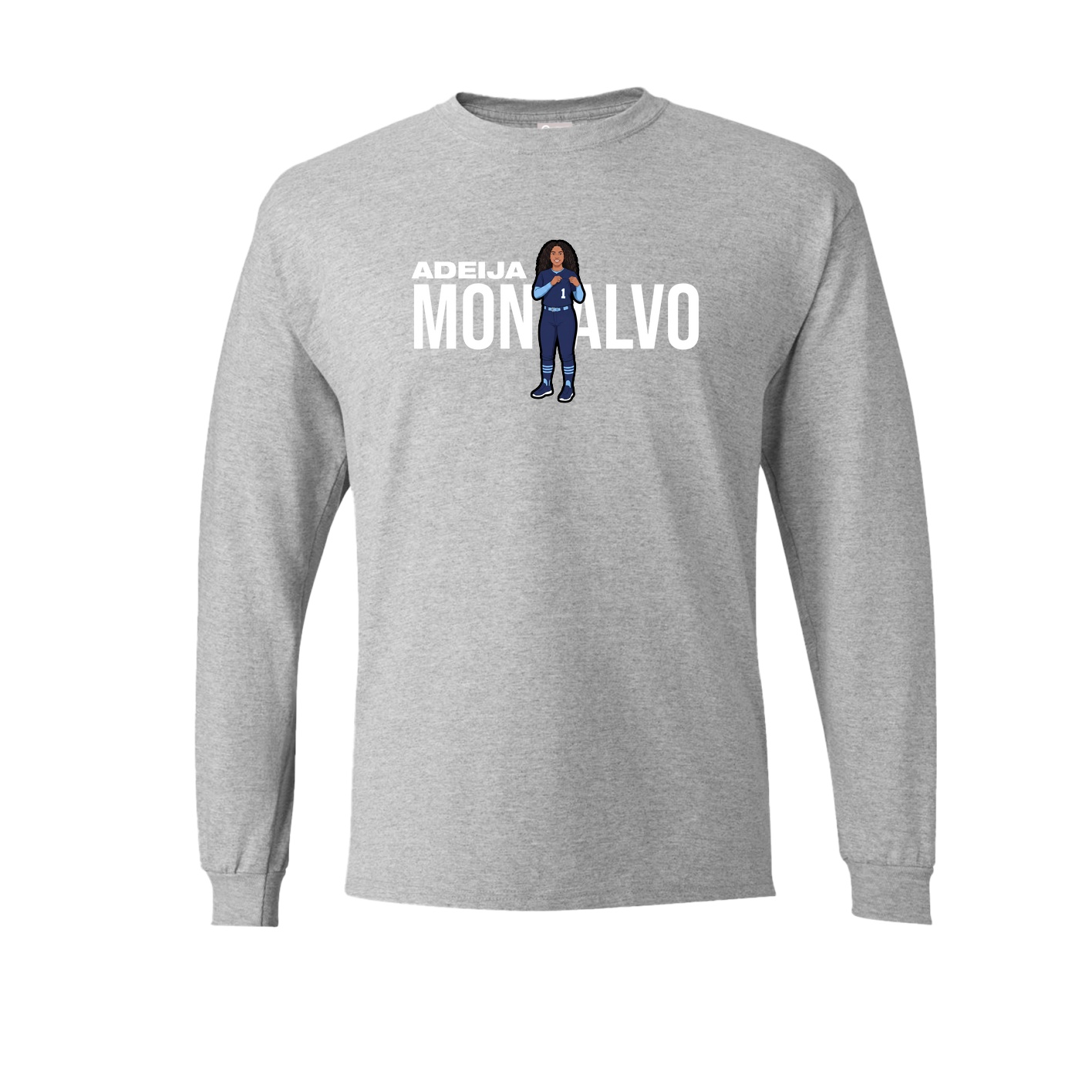 Long Sleeve Tee — Player Name in Grey