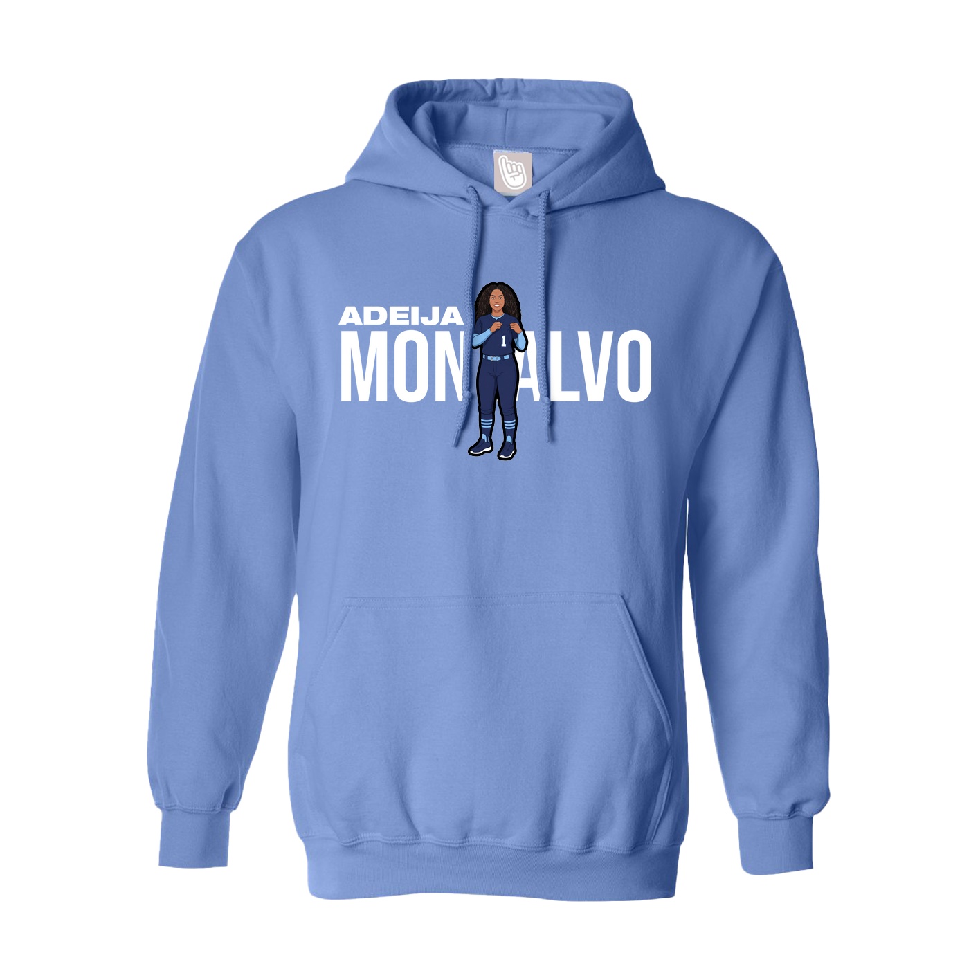Youth Hoodie — Player Name in Powder Blue