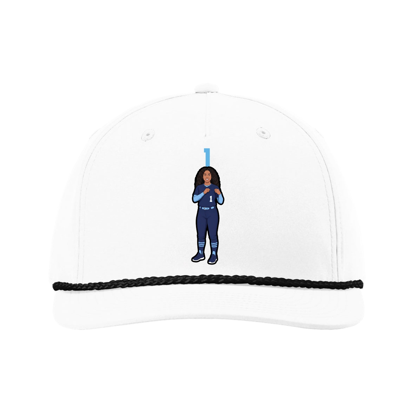 Five-Panel Classic Rope Cap — Number Top in White
