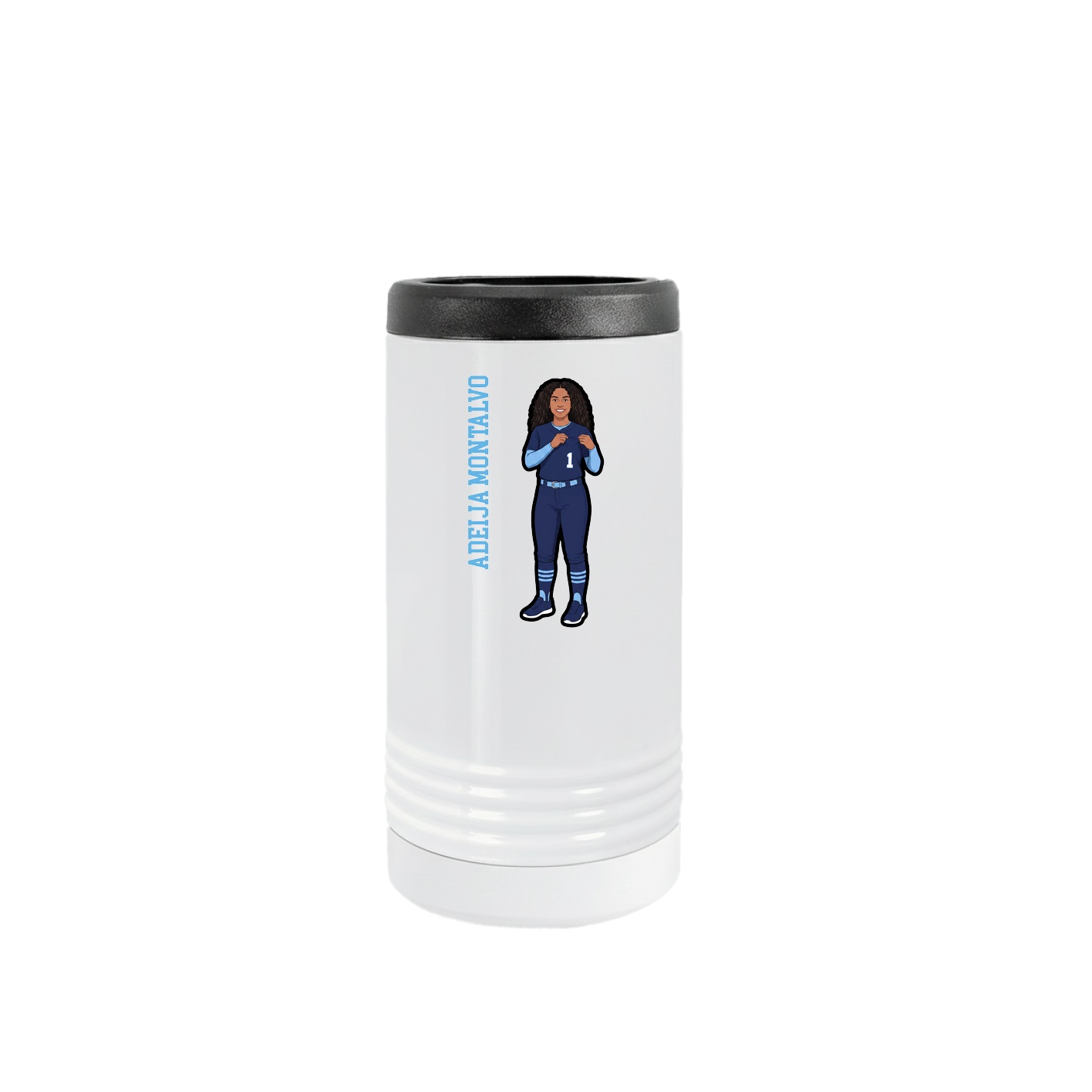 Slim Beverage Holder — Name Vertical in White