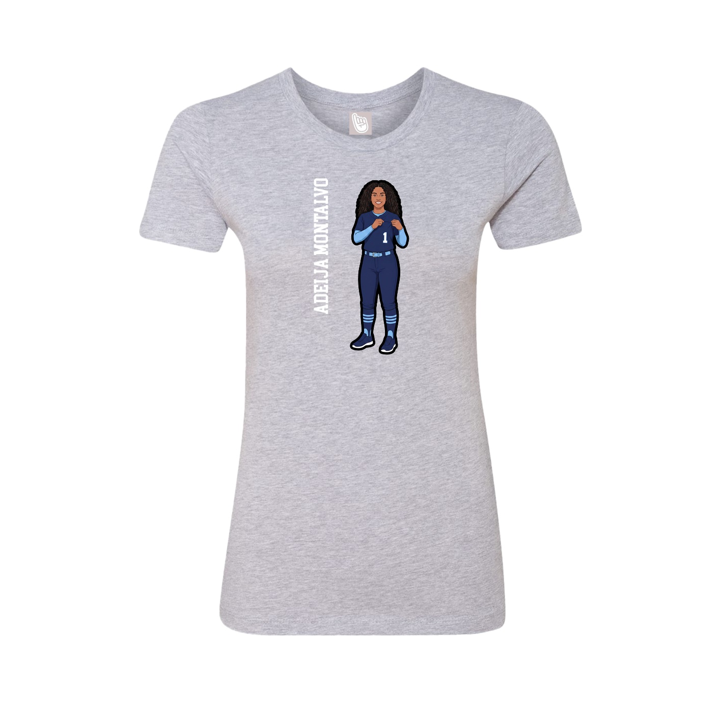 Fitted Women's Tee — Name Vertical in Grey
