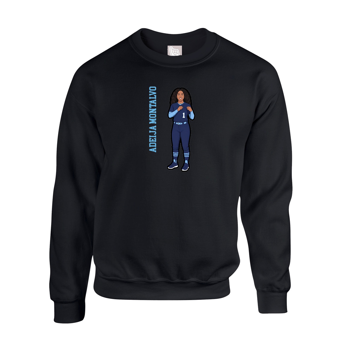 Fleece Crew — Name Vertical in Black