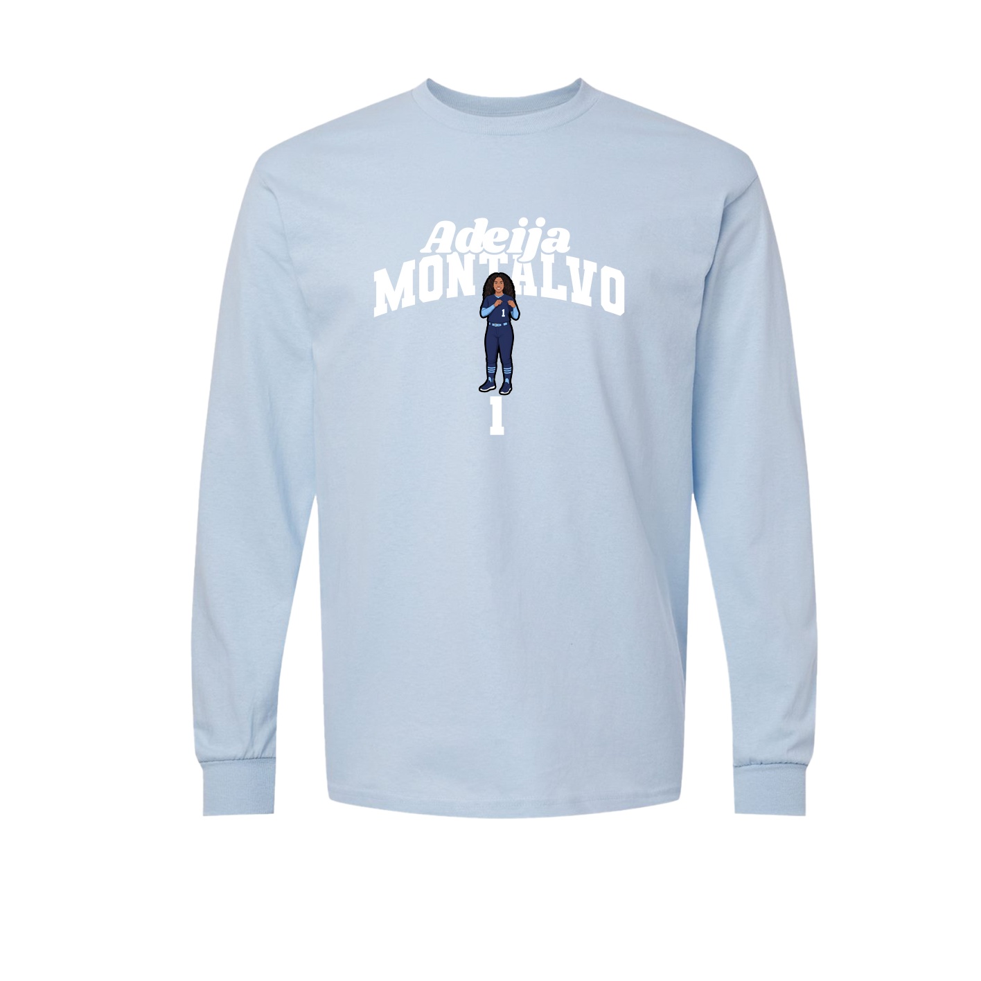Long Sleeve Tee — Signature Arch in Light Blue