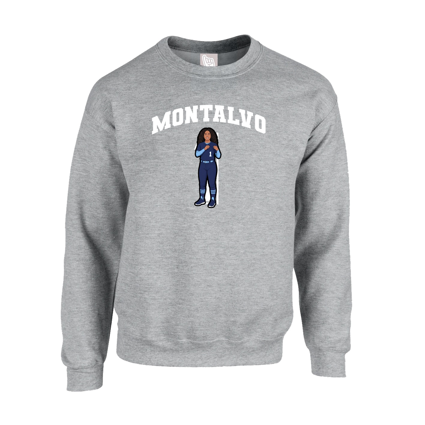 Fleece Crew — Number in Grey