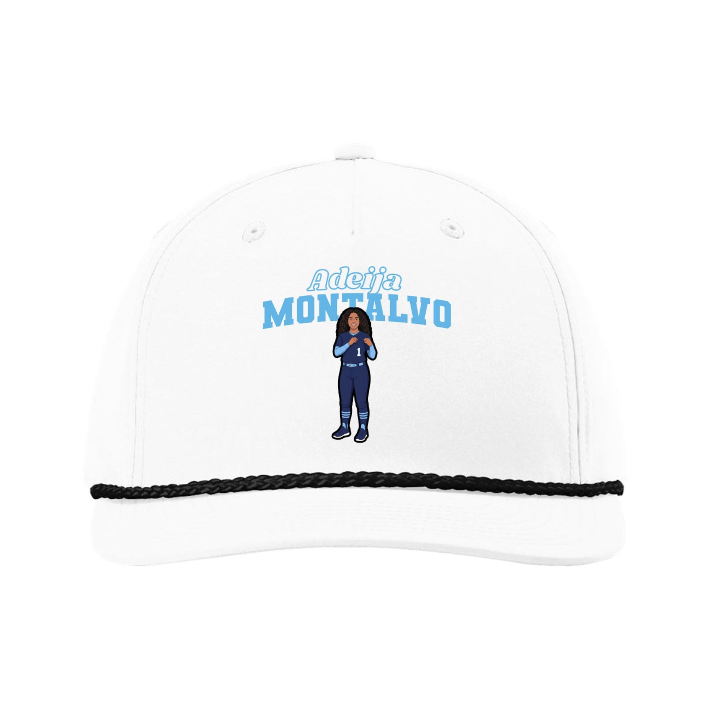 Five-Panel Classic Rope Cap — Name Arch in White