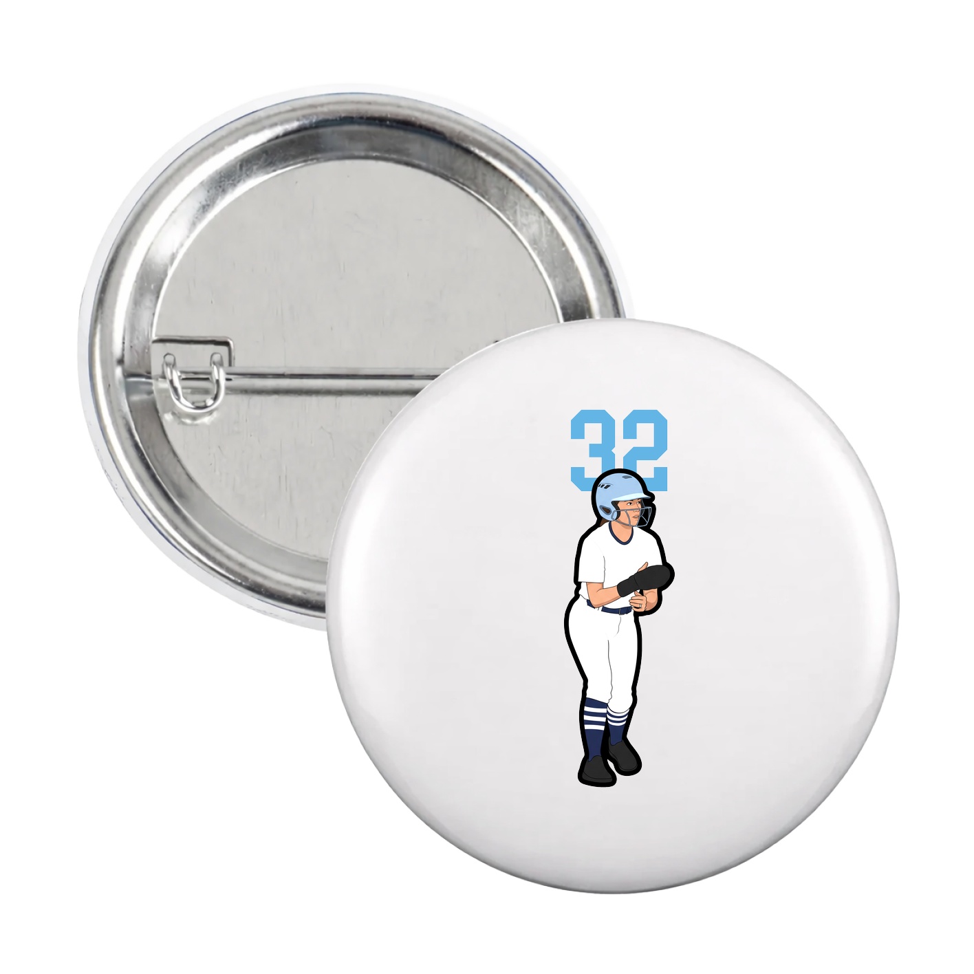 Game Day Button — Number Top in White