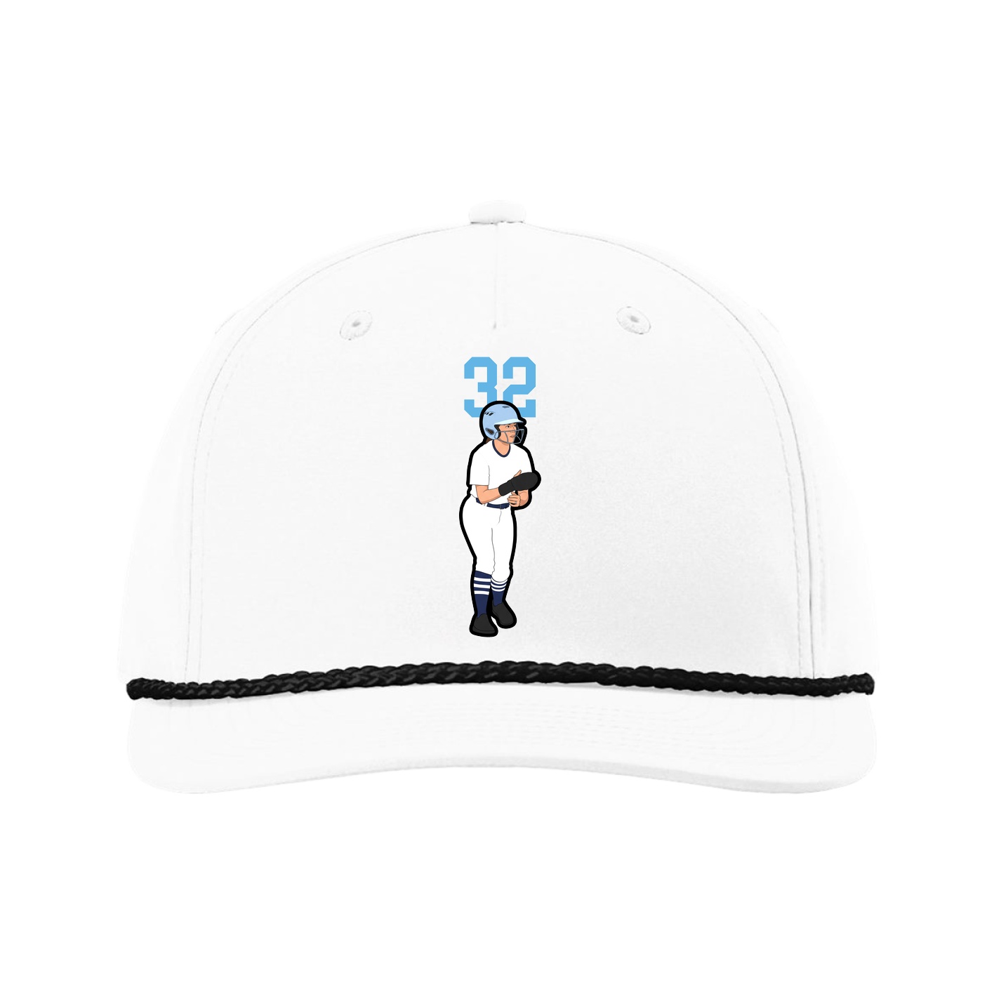 Five-Panel Classic Rope Cap — Number Top in White