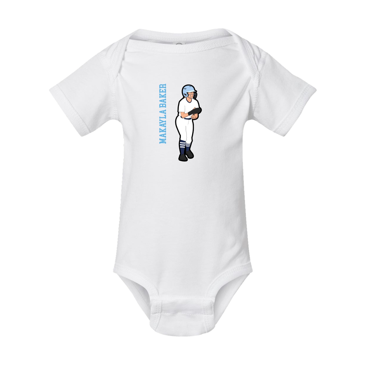 Baby Onesie — Name Vertical in White