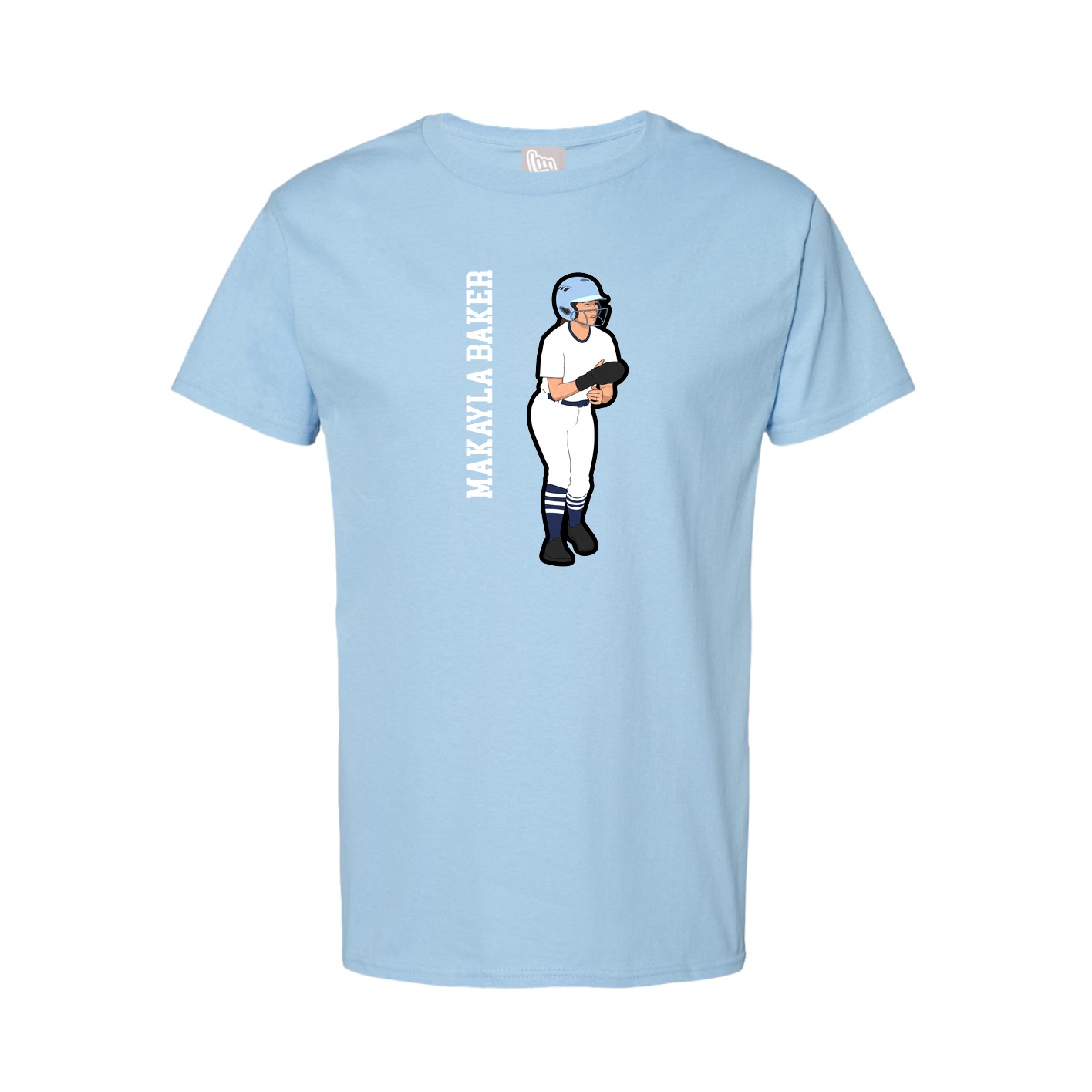 Youth Tee — Name Vertical in Light Blue
