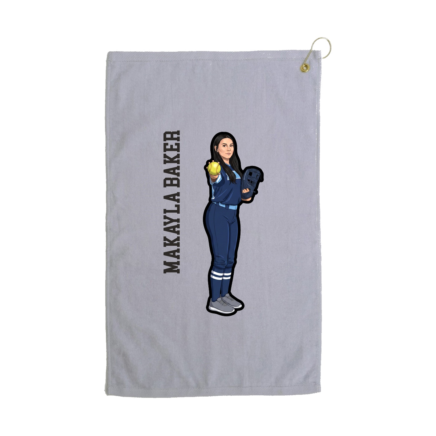 Golf Towel — Name Vertical in Grey