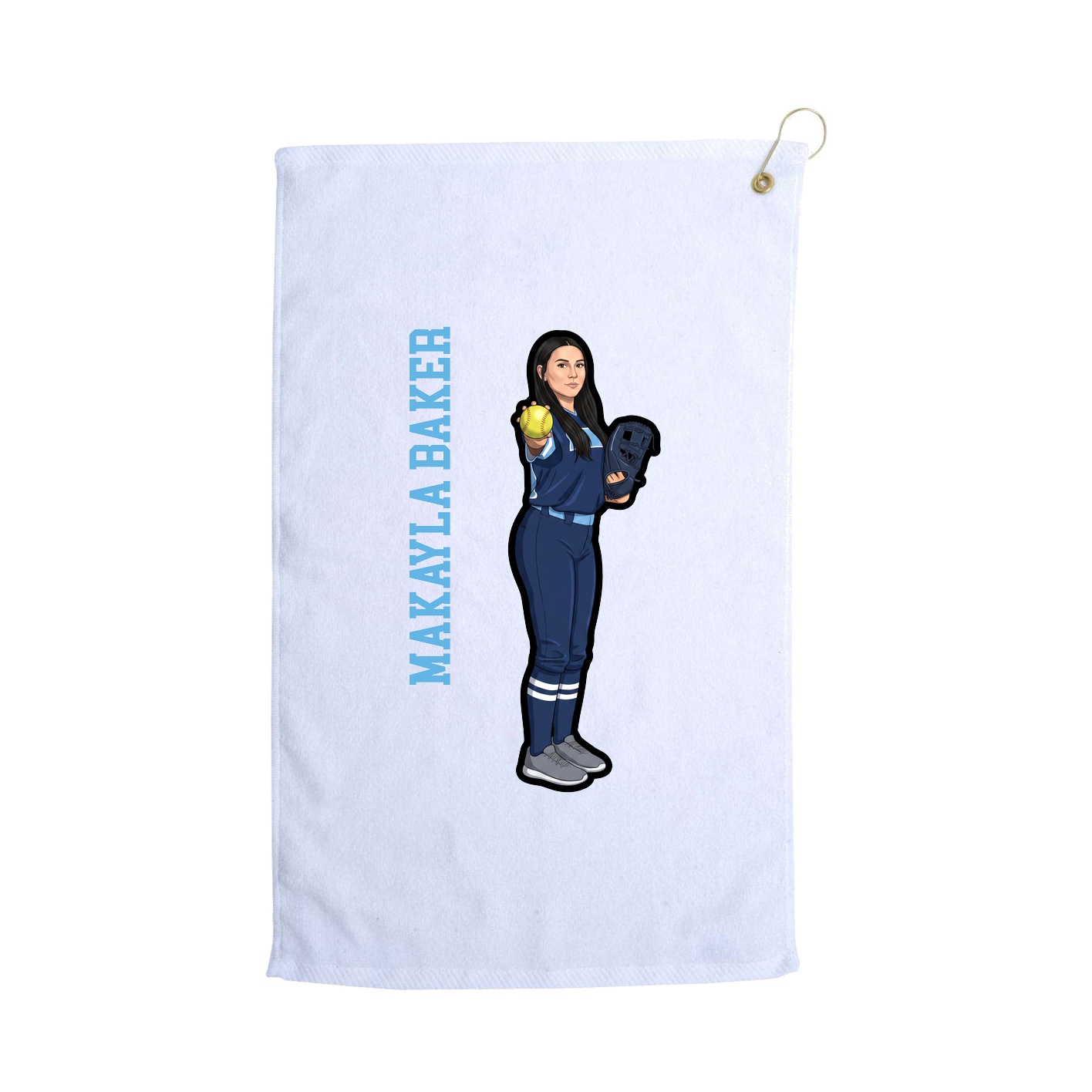 Golf Towel — Name Vertical in White