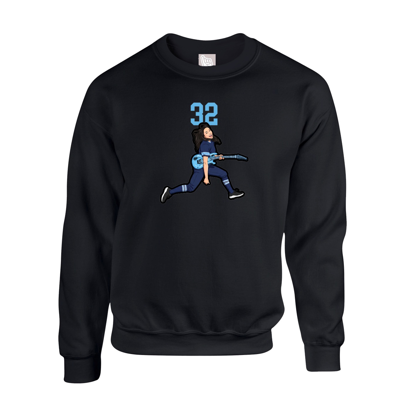 Fleece Crew — Number Top in Black