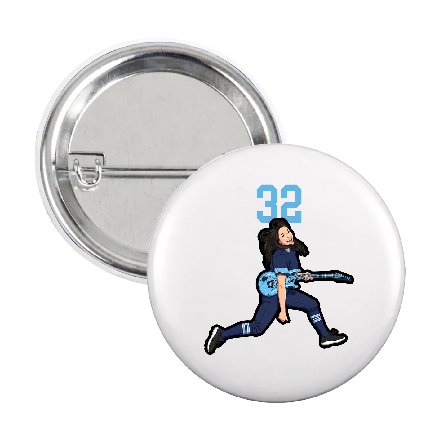 Game Day Button — Number Top in White