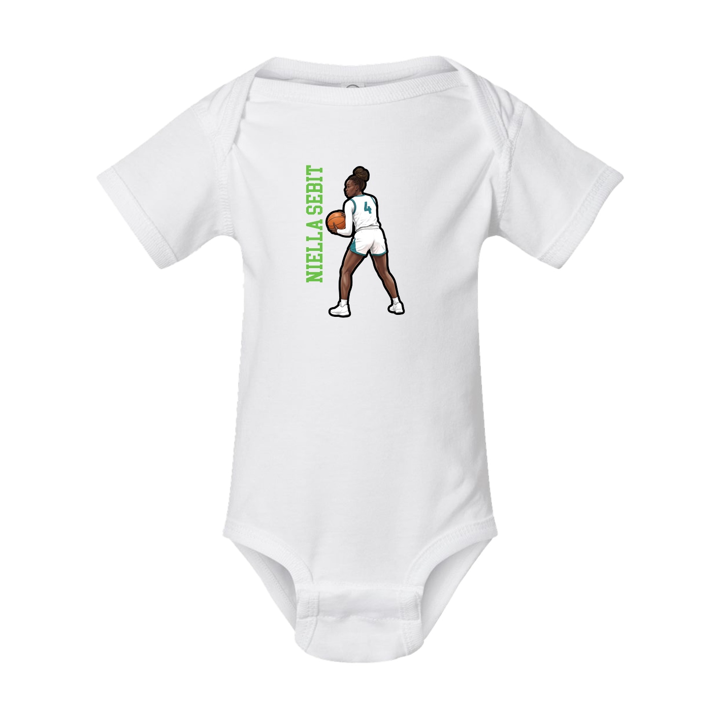 Baby Onesie — Name Vertical in White