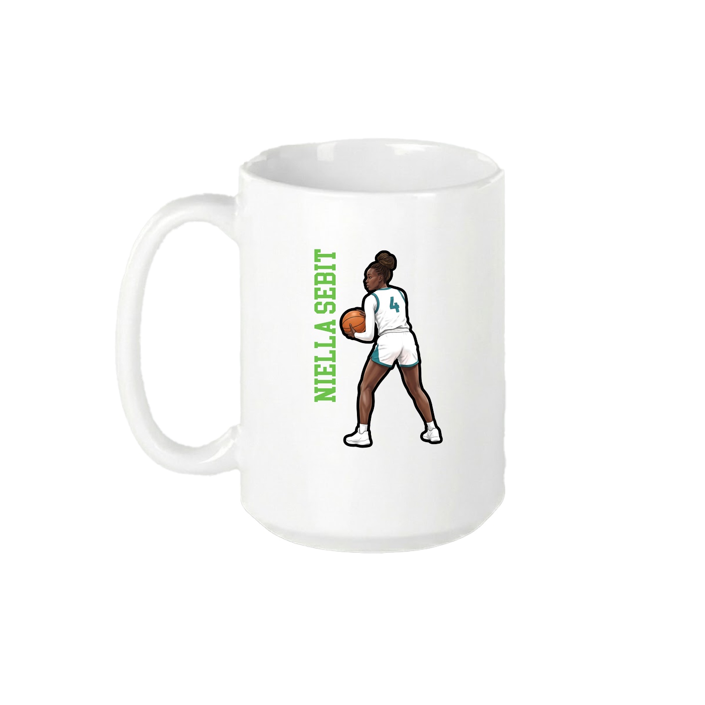 15oz Coffee Mug — Name Vertical in White