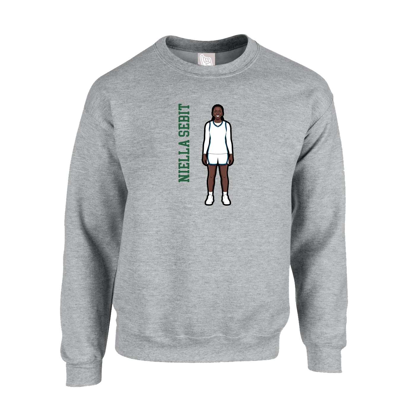 Fleece Crew — Name Vertical in Grey