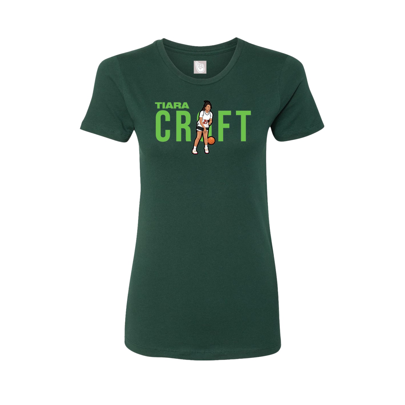 Fitted Women's Tee — Player Name in Green