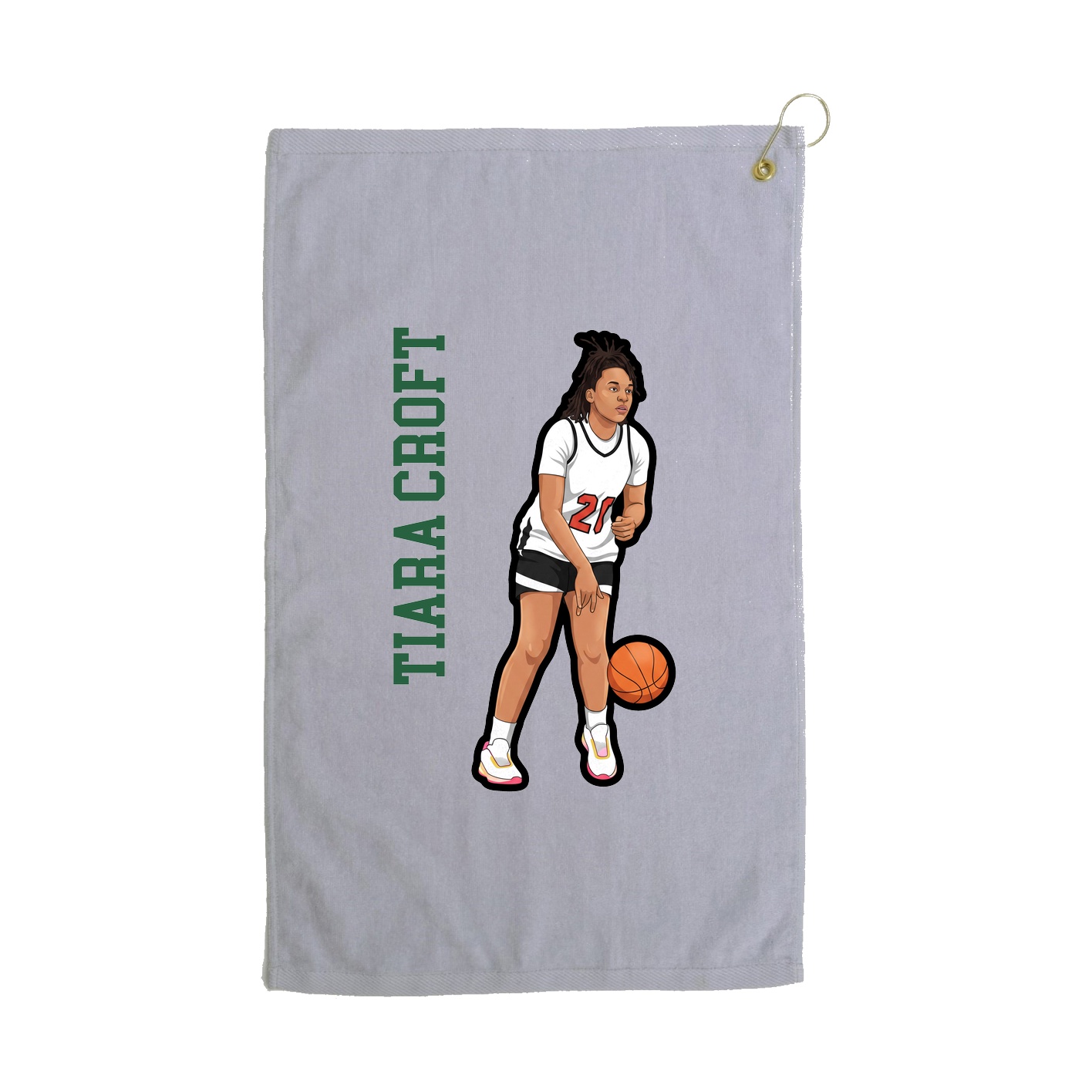 Golf Towel — Name Vertical in Grey