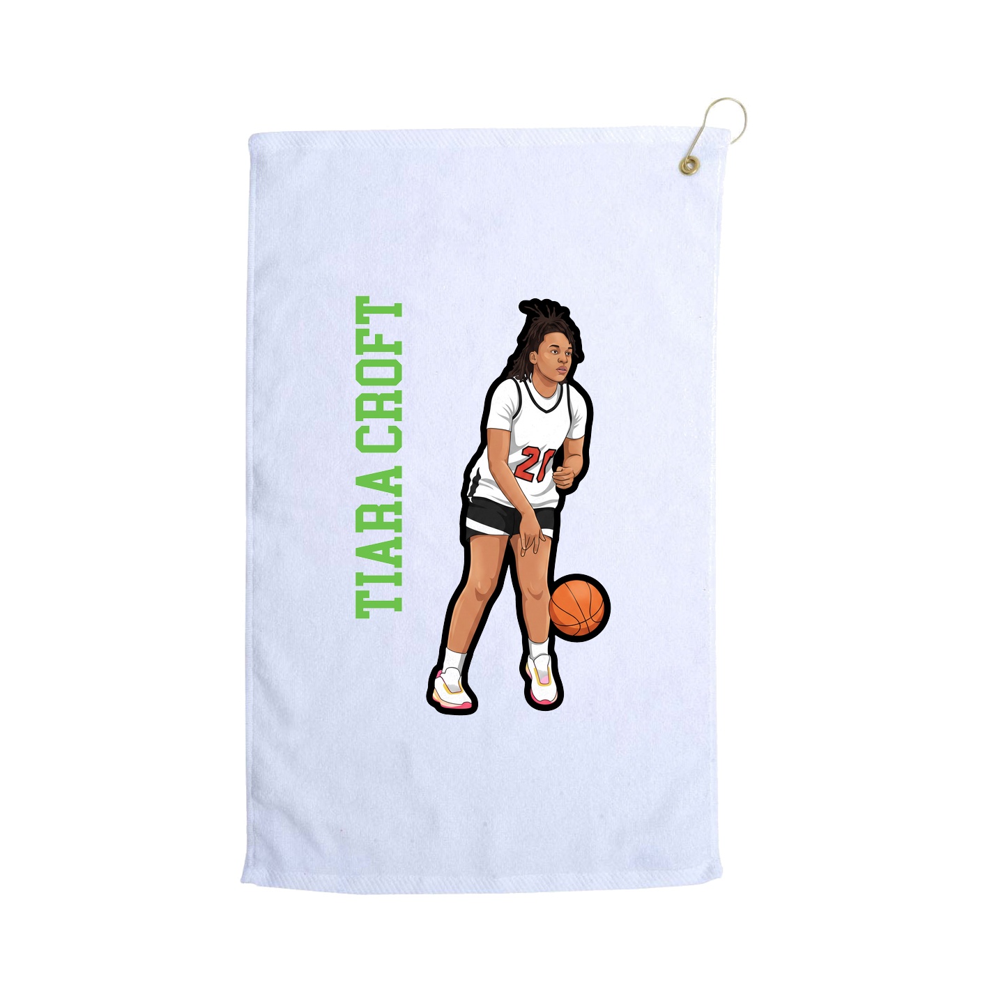 Golf Towel — Name Vertical in White