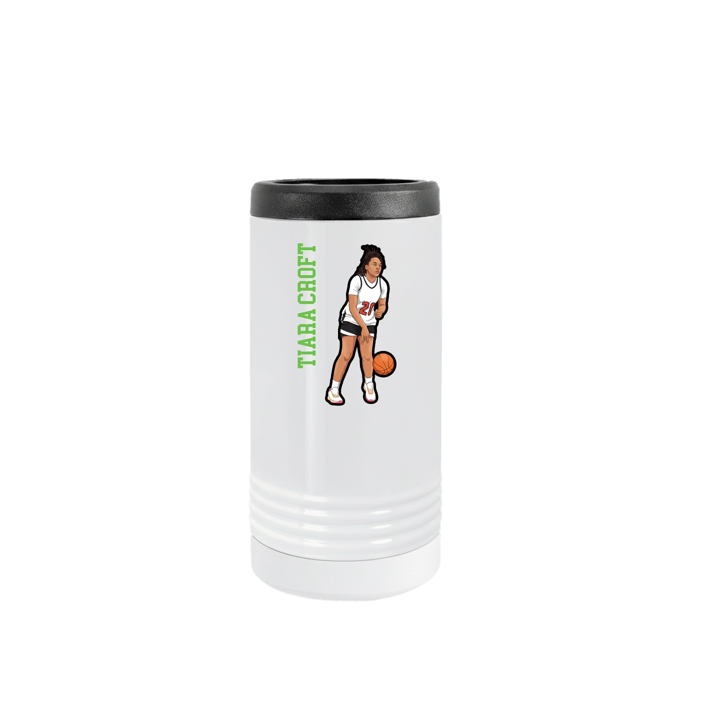 Slim Beverage Holder — Name Vertical in White