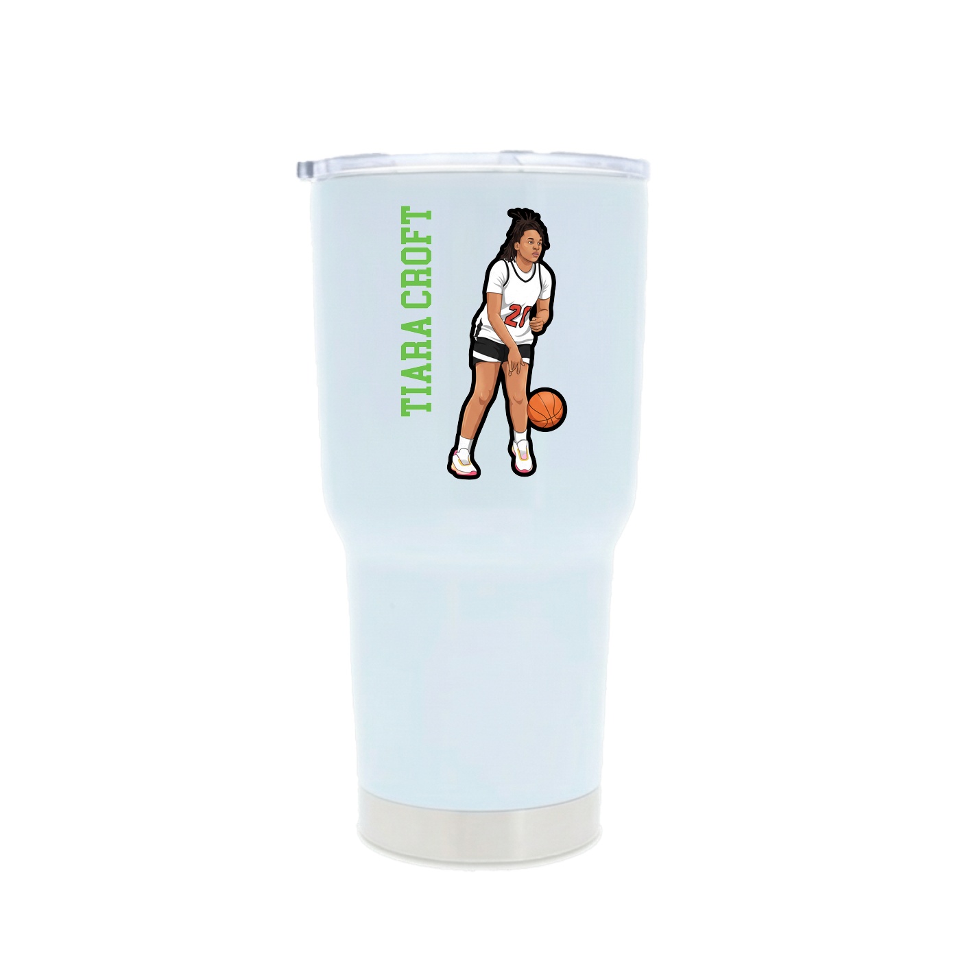 30oz Stainless Steel Tumbler — Name Vertical in White