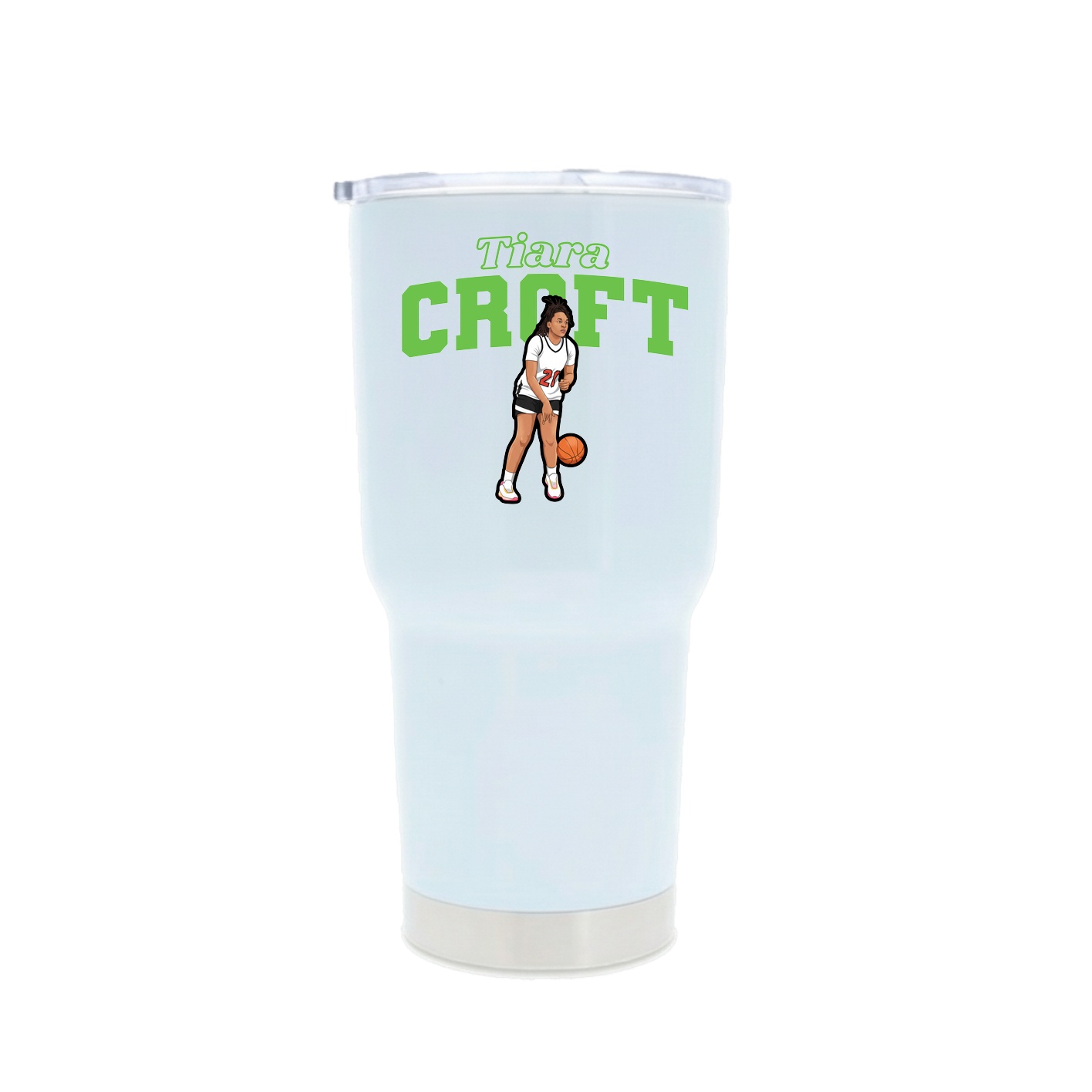 30oz Stainless Steel Tumbler — Name Arch in White