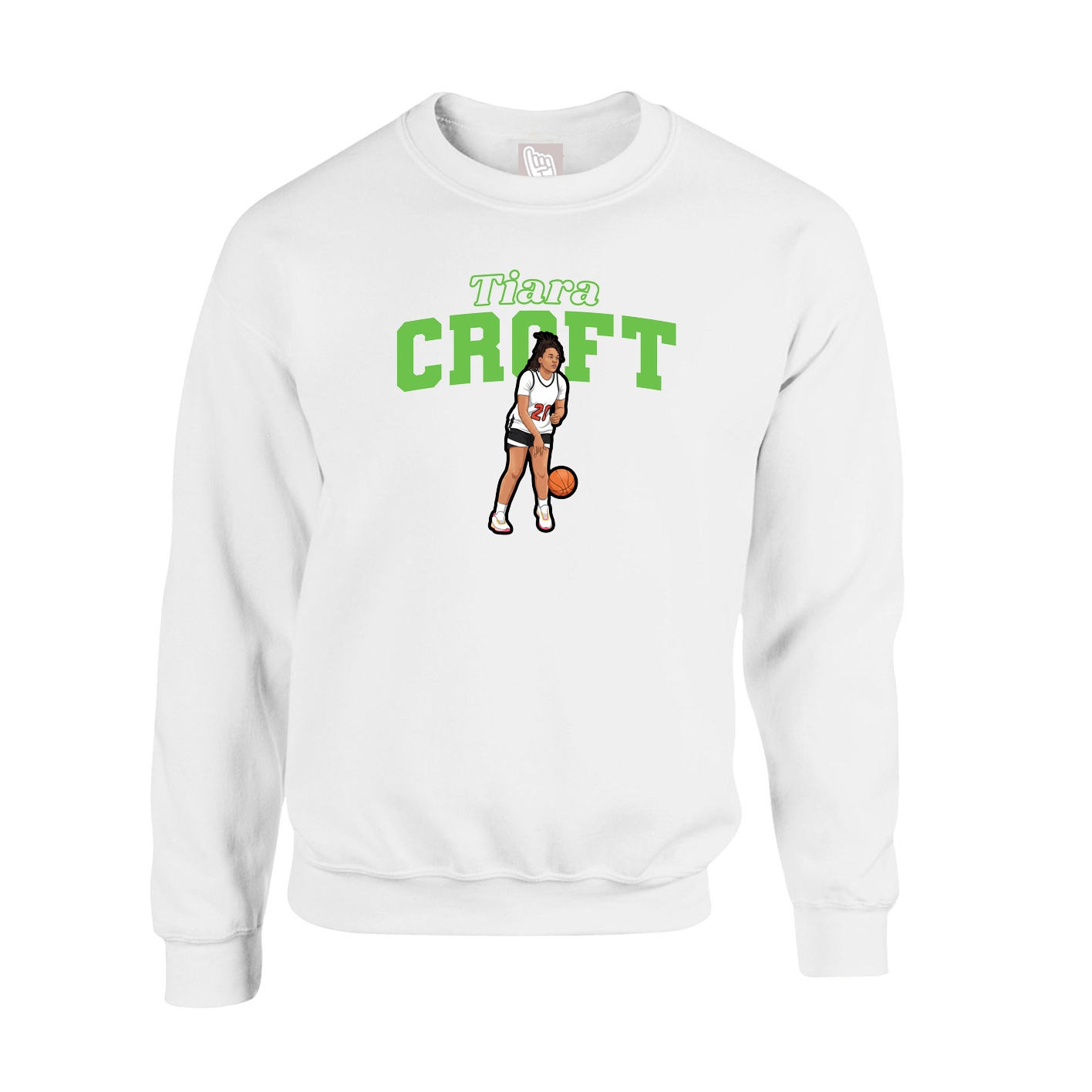 Fleece Crew — Name Arch in White