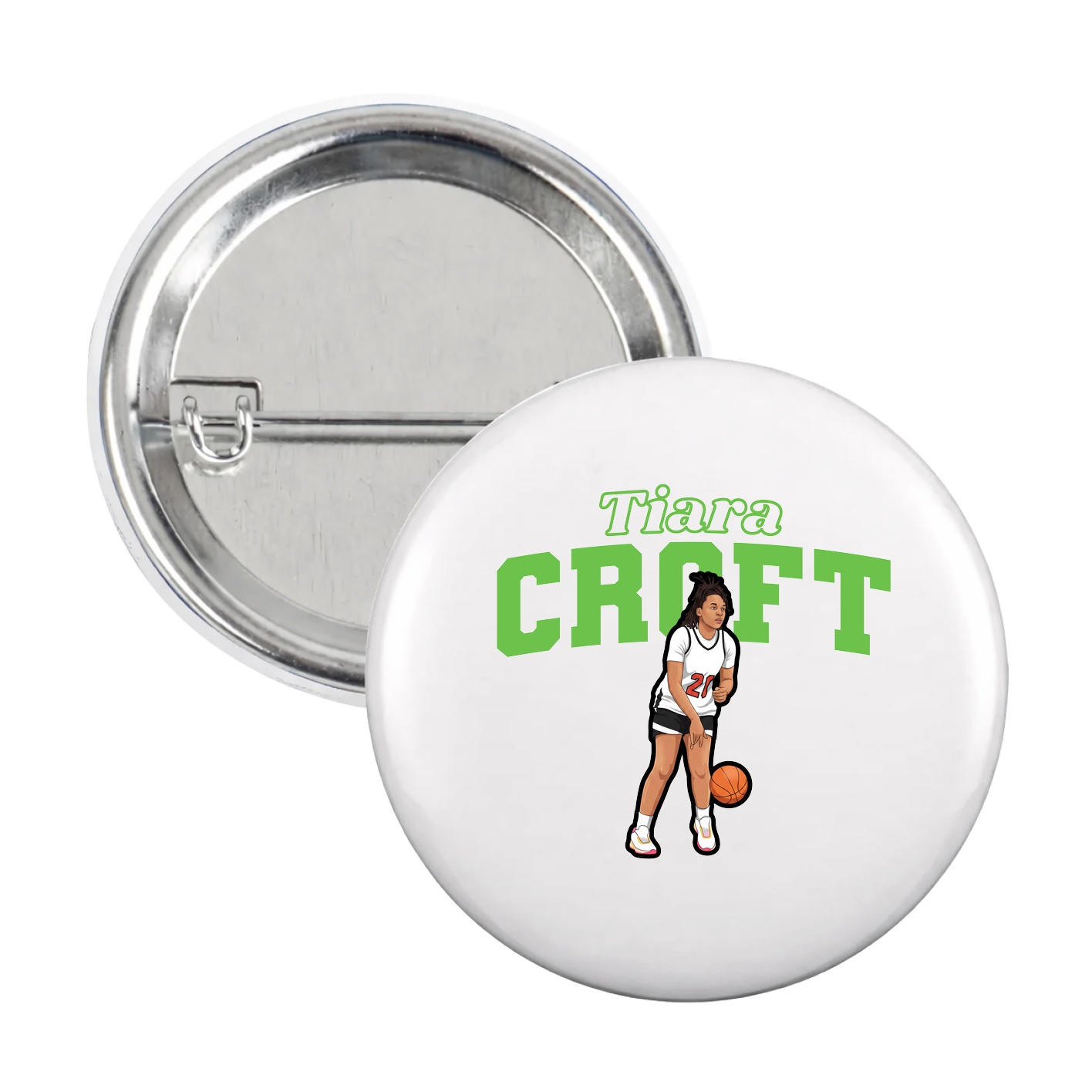 Game Day Button — Name Arch in White
