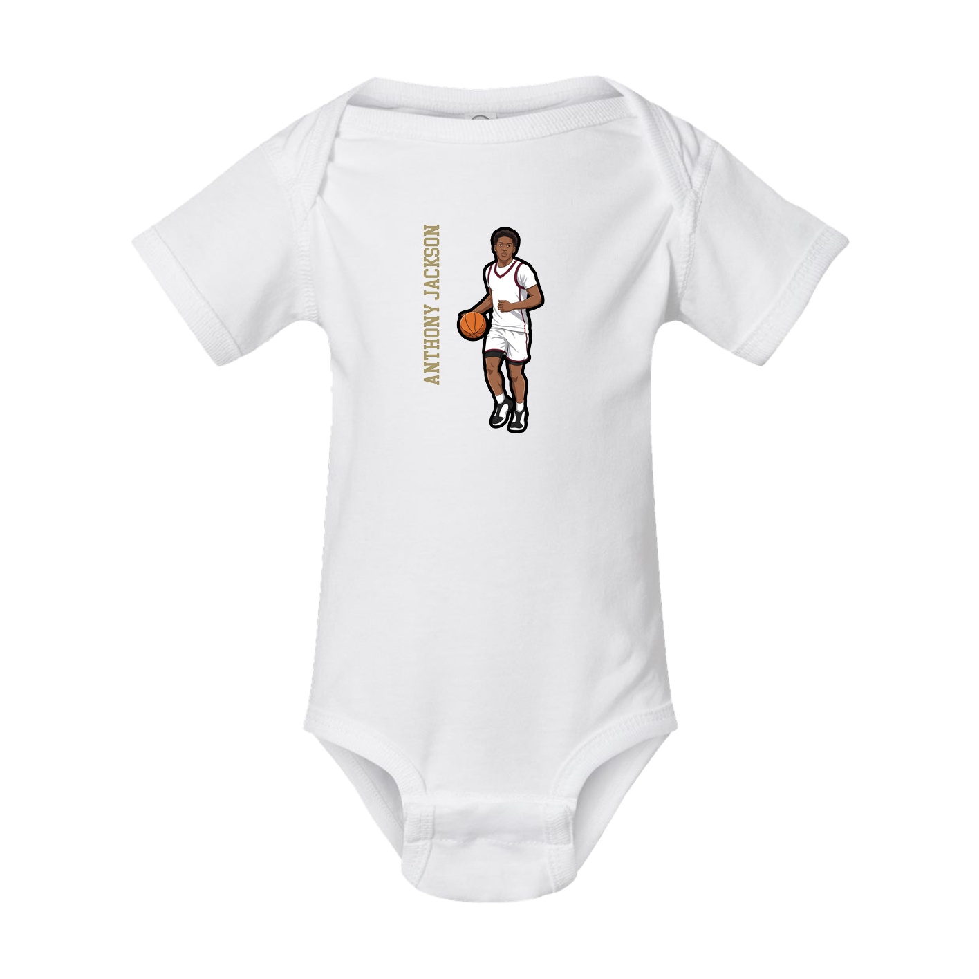 Baby Onesie — Name Vertical in White