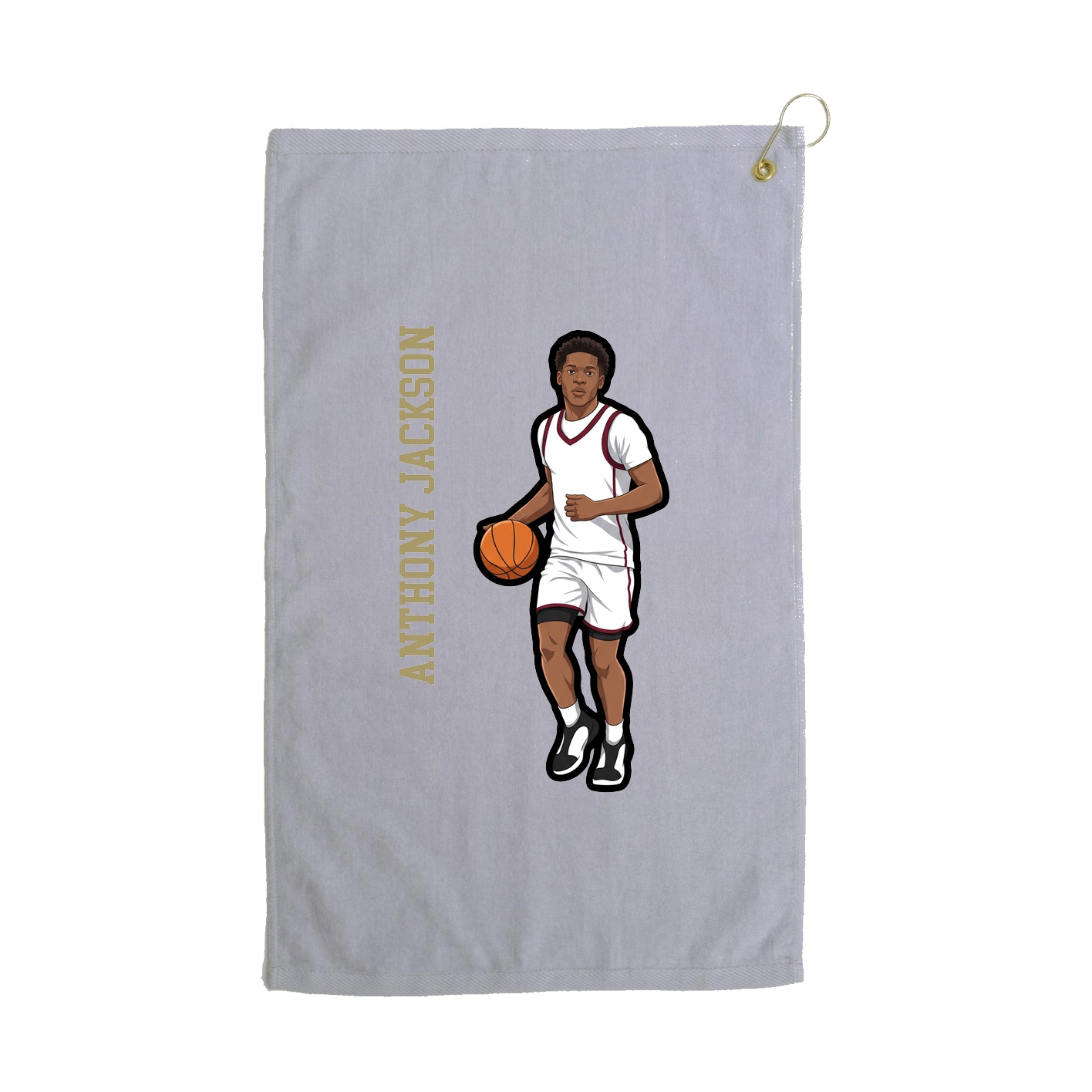 Golf Towel — Name Vertical in Grey