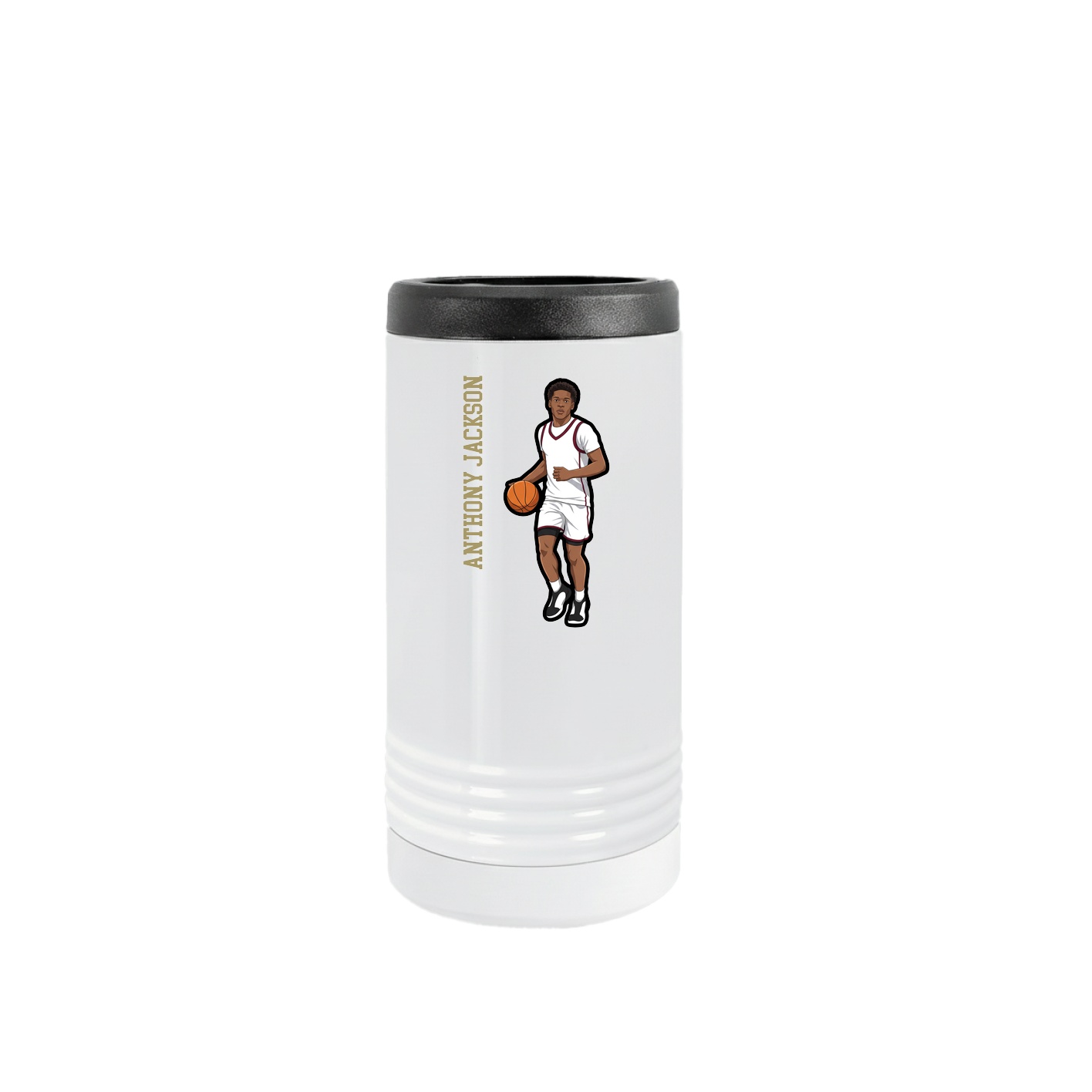 Slim Beverage Holder — Name Vertical in White