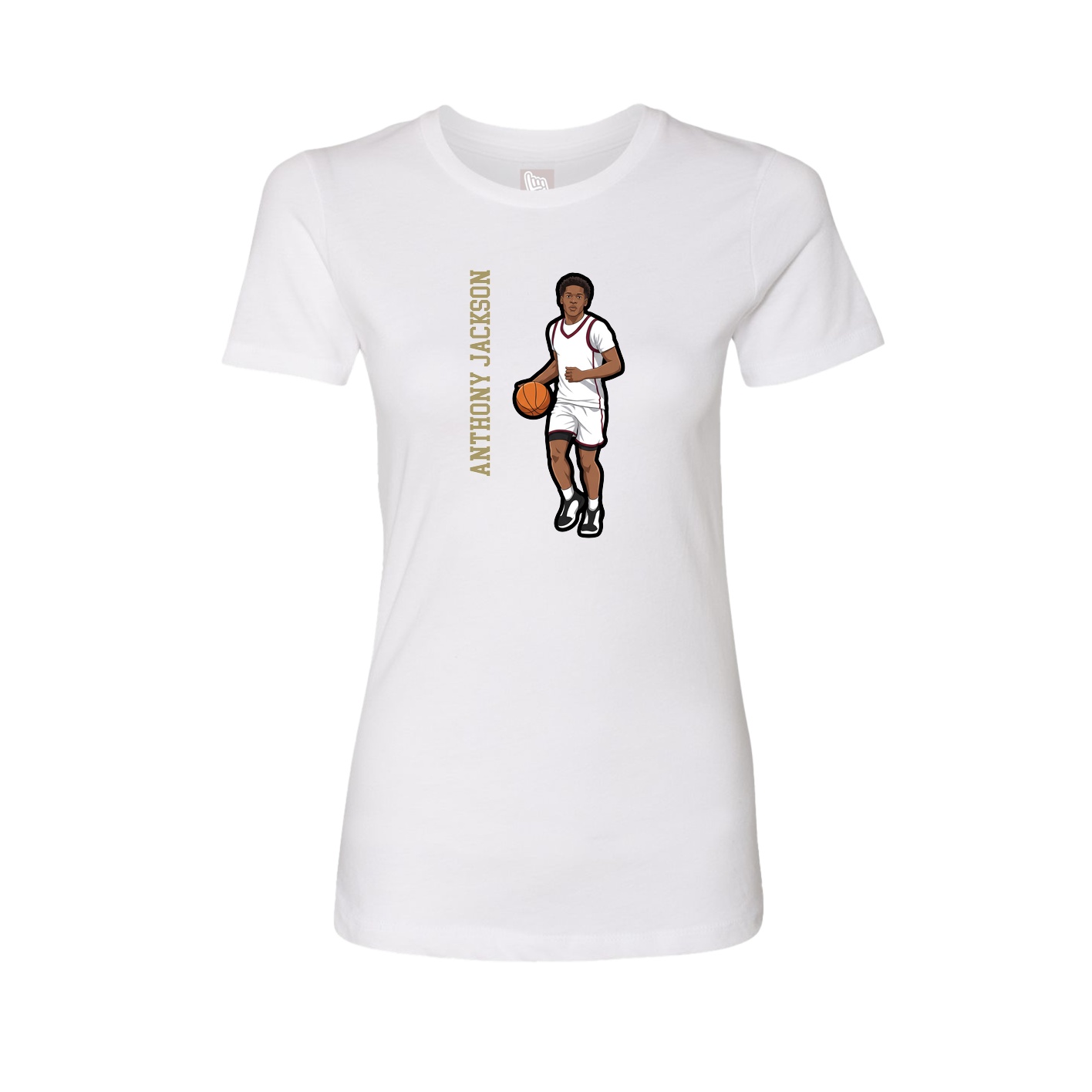 Fitted Women's Tee — Name Vertical in White