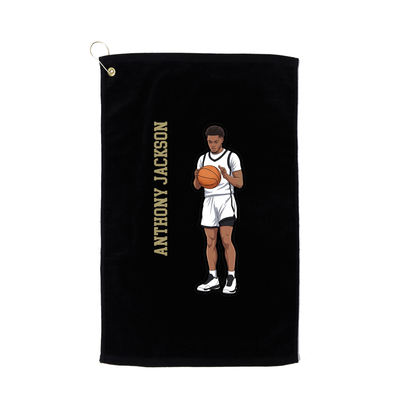 Golf Towel — Name Vertical in Black