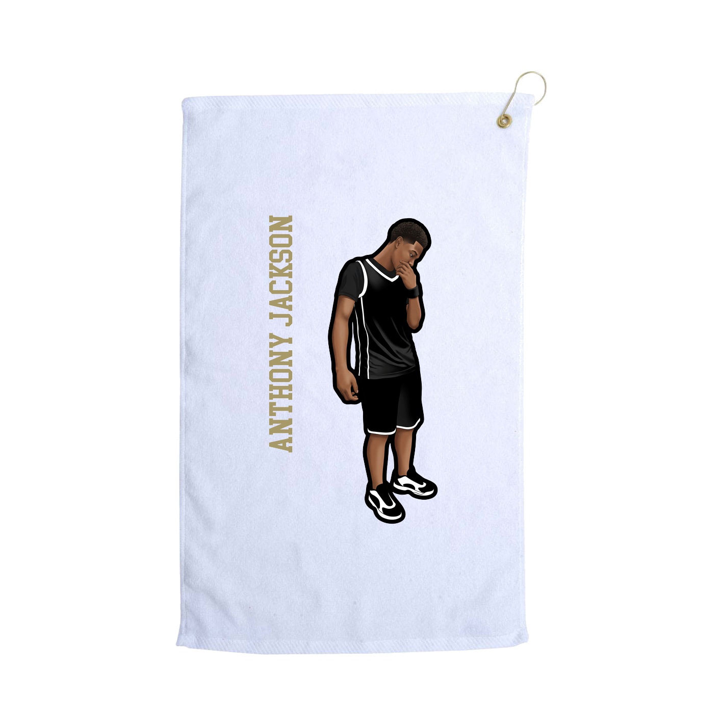 Golf Towel — Name Vertical in White