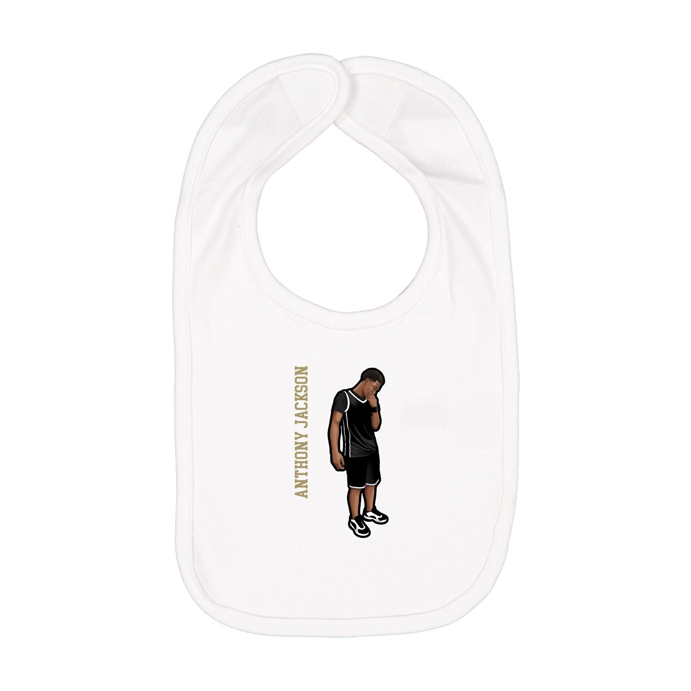 Infant Bib — Name Vertical in White