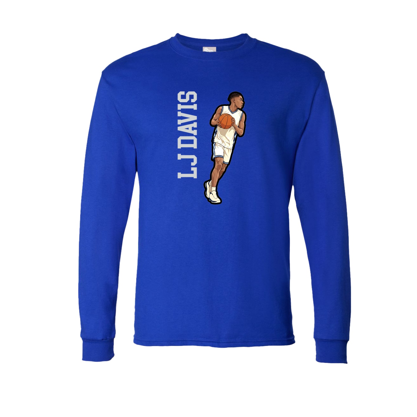 Long Sleeve Tee — Name Vertical in Royal