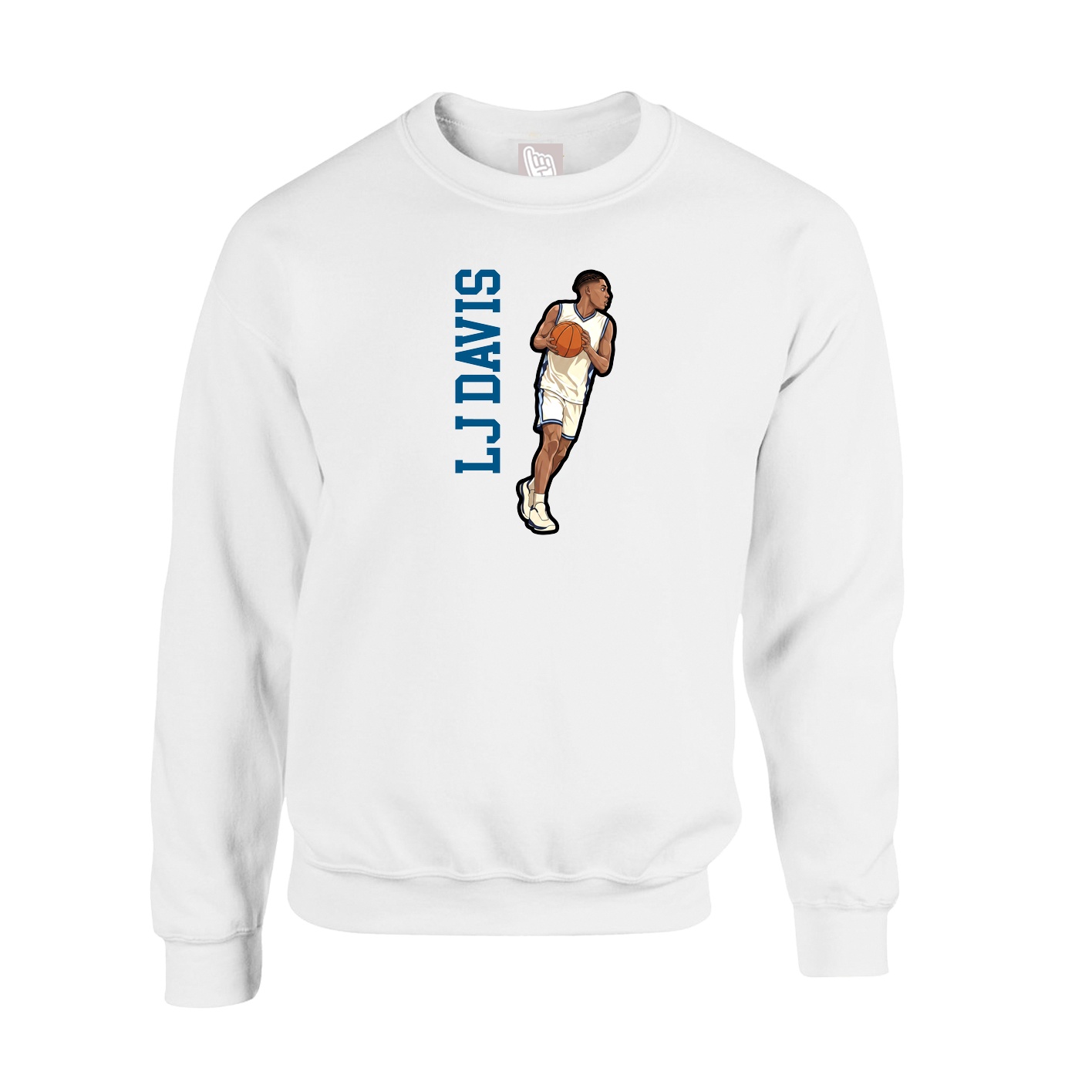Fleece Crew — Name Vertical in White