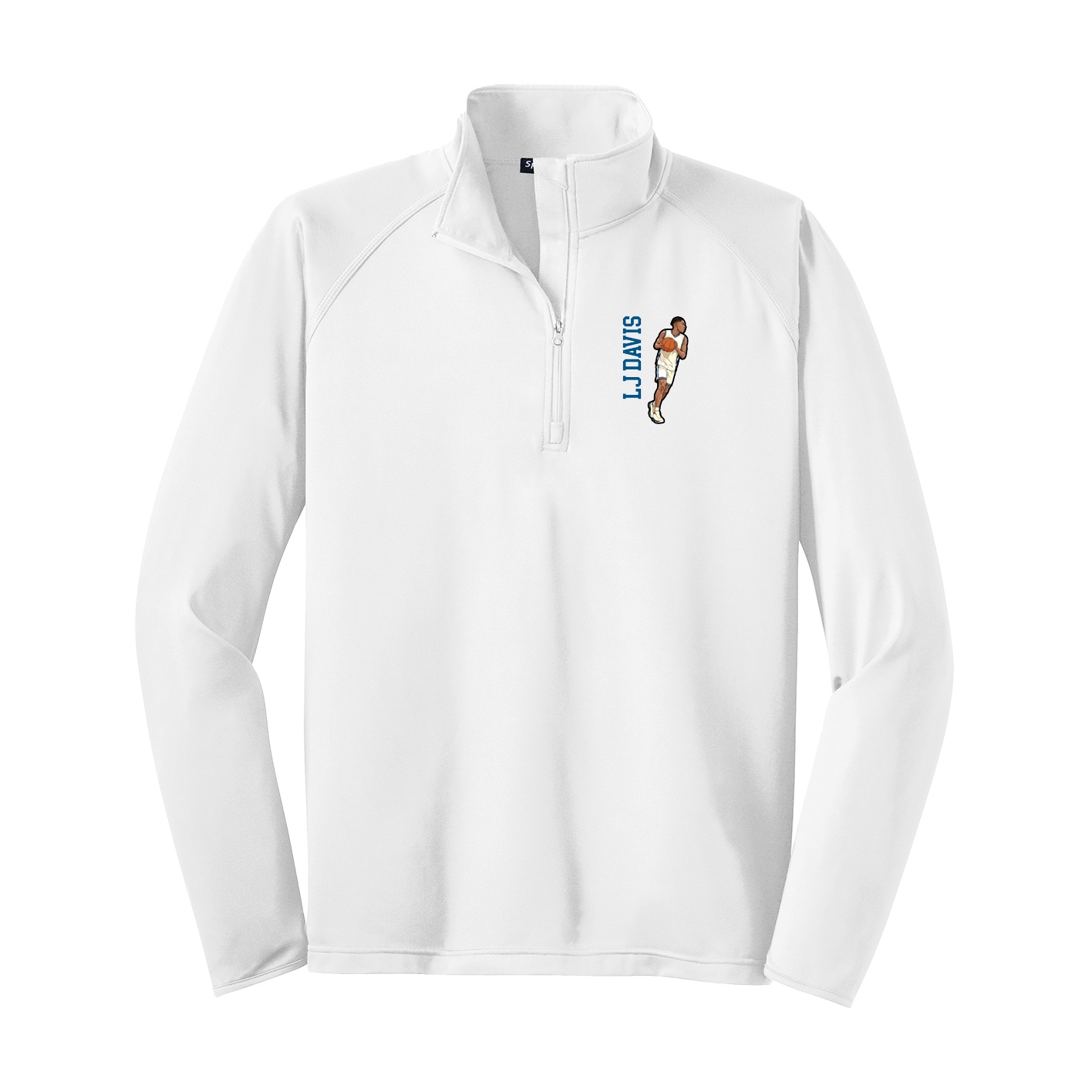 Q-Zip Pullover — Name Vertical in White