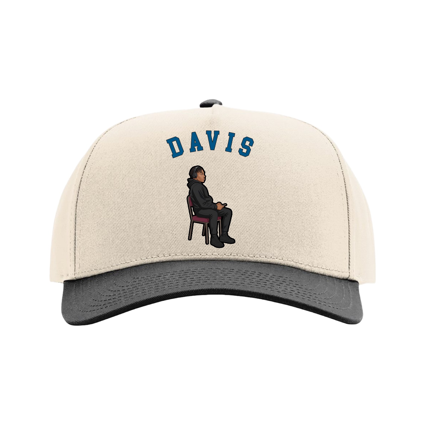 Full Fabric Five-Panel Champ Cap — Shirsey Arch in Cream/Black