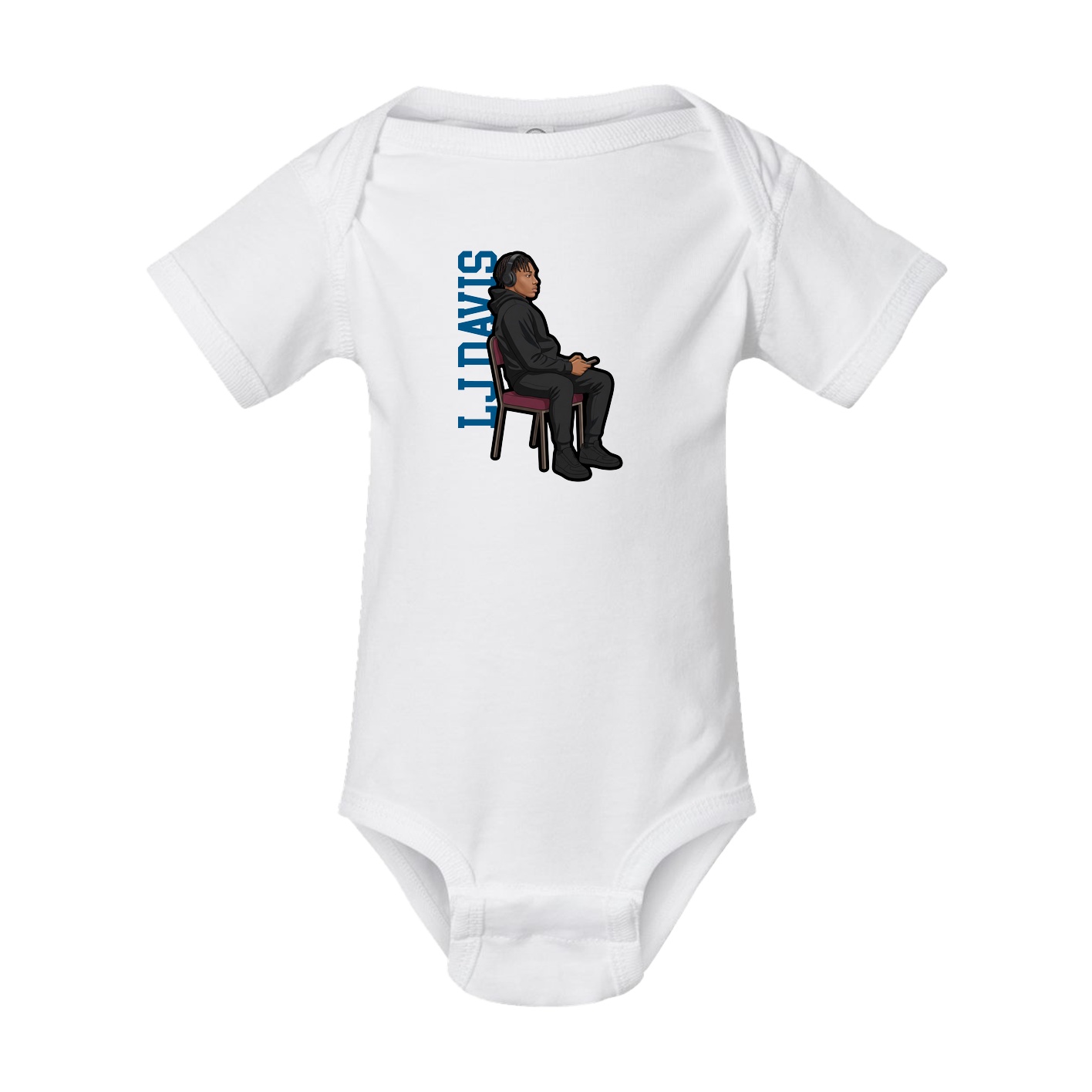 Baby Onesie — Name Vertical in White