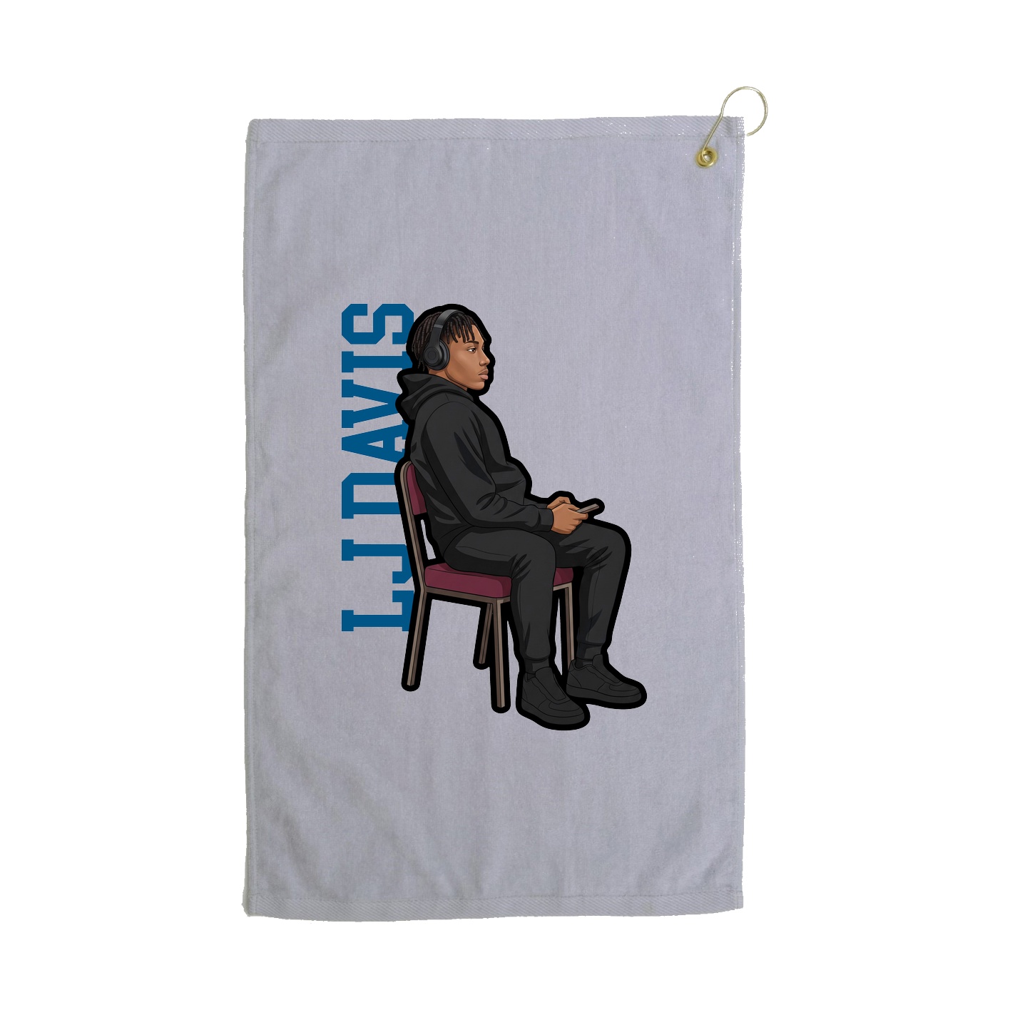 Golf Towel — Name Vertical in Grey