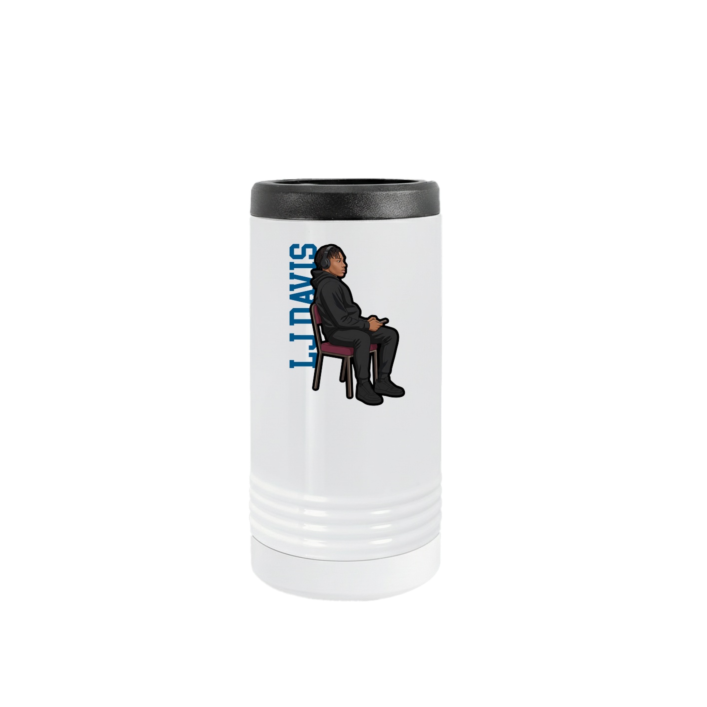 Slim Beverage Holder — Name Vertical in White