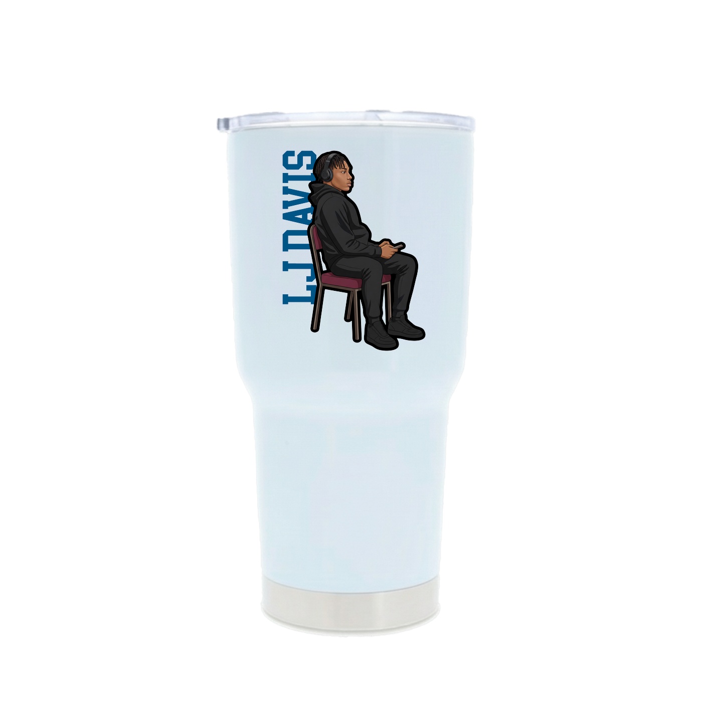 30oz Stainless Steel Tumbler — Name Vertical in White
