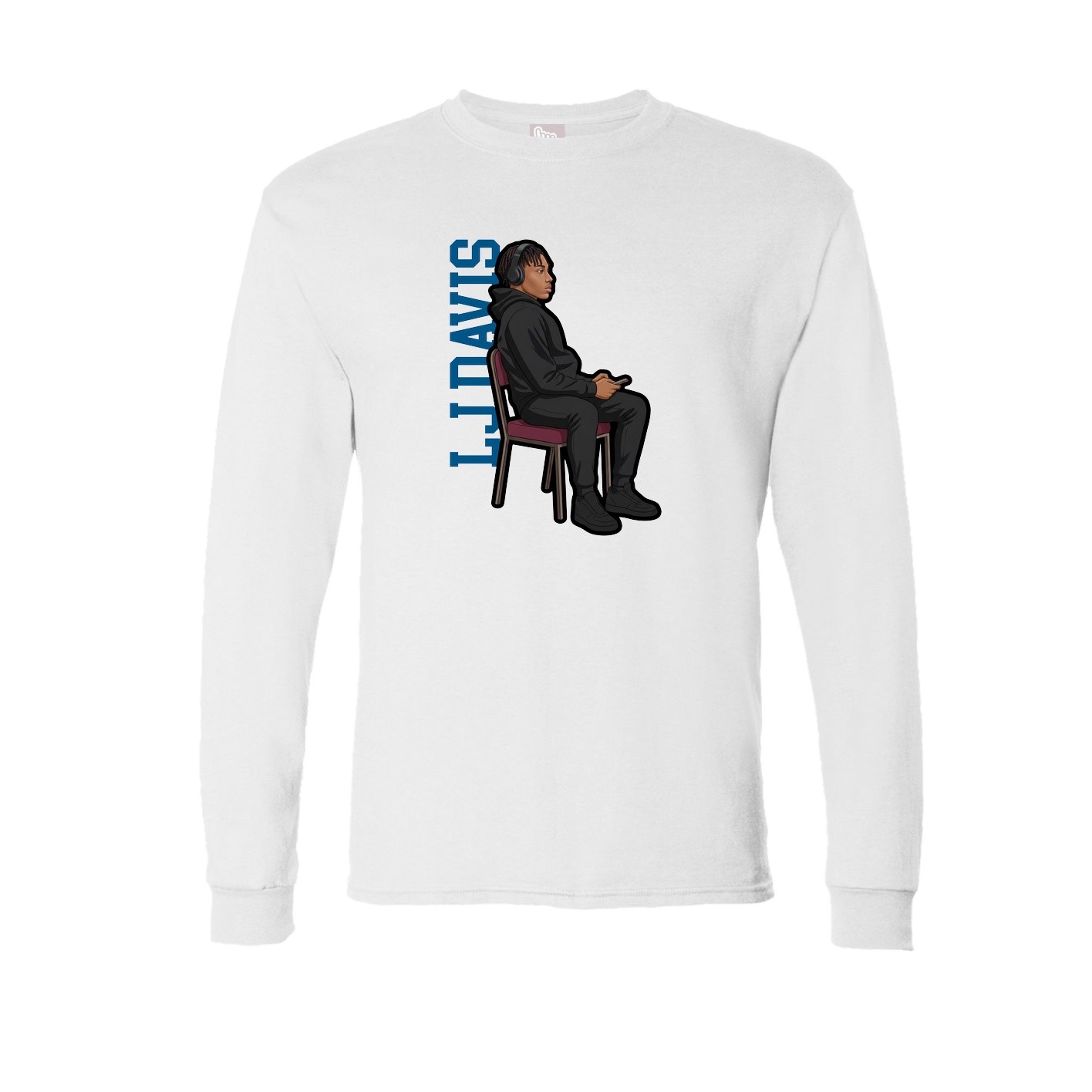 Long Sleeve Tee — Name Vertical in White