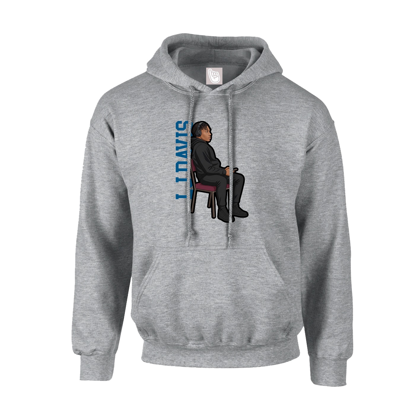 Youth Hoodie — Name Vertical in Grey