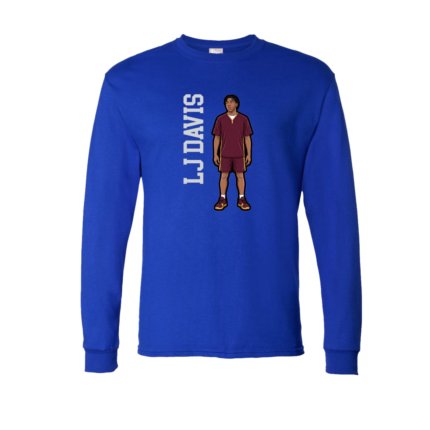 Long Sleeve Tee — Name Vertical in Royal