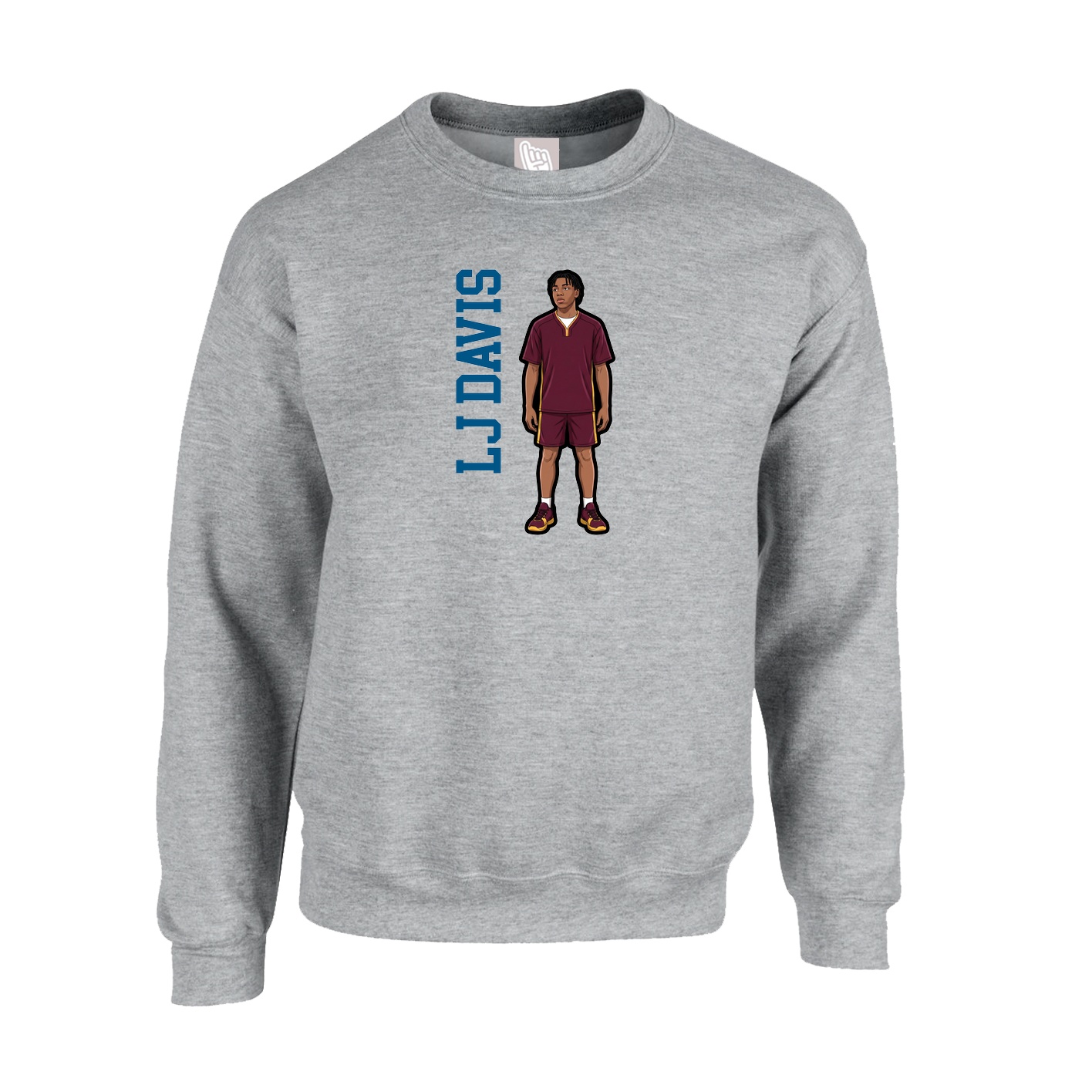 Fleece Crew — Name Vertical in Grey