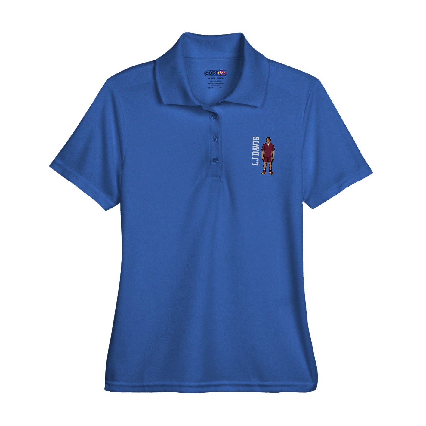 Womens Performance Polo — Name Vertical in Royal
