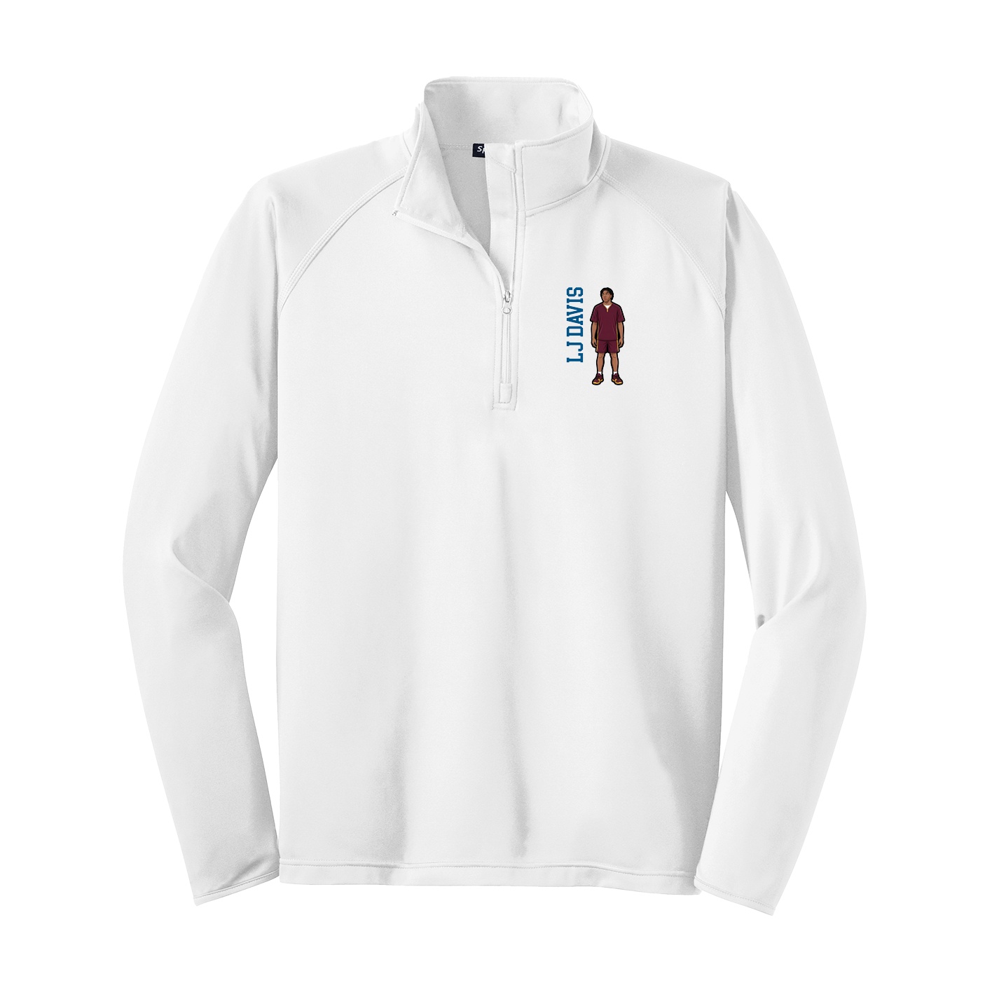 Q-Zip Pullover — Name Vertical in White